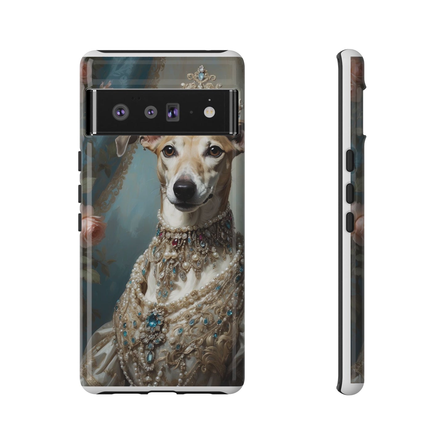 Tough Cases Regal Whippet: Elegance in Pearls and Jewels