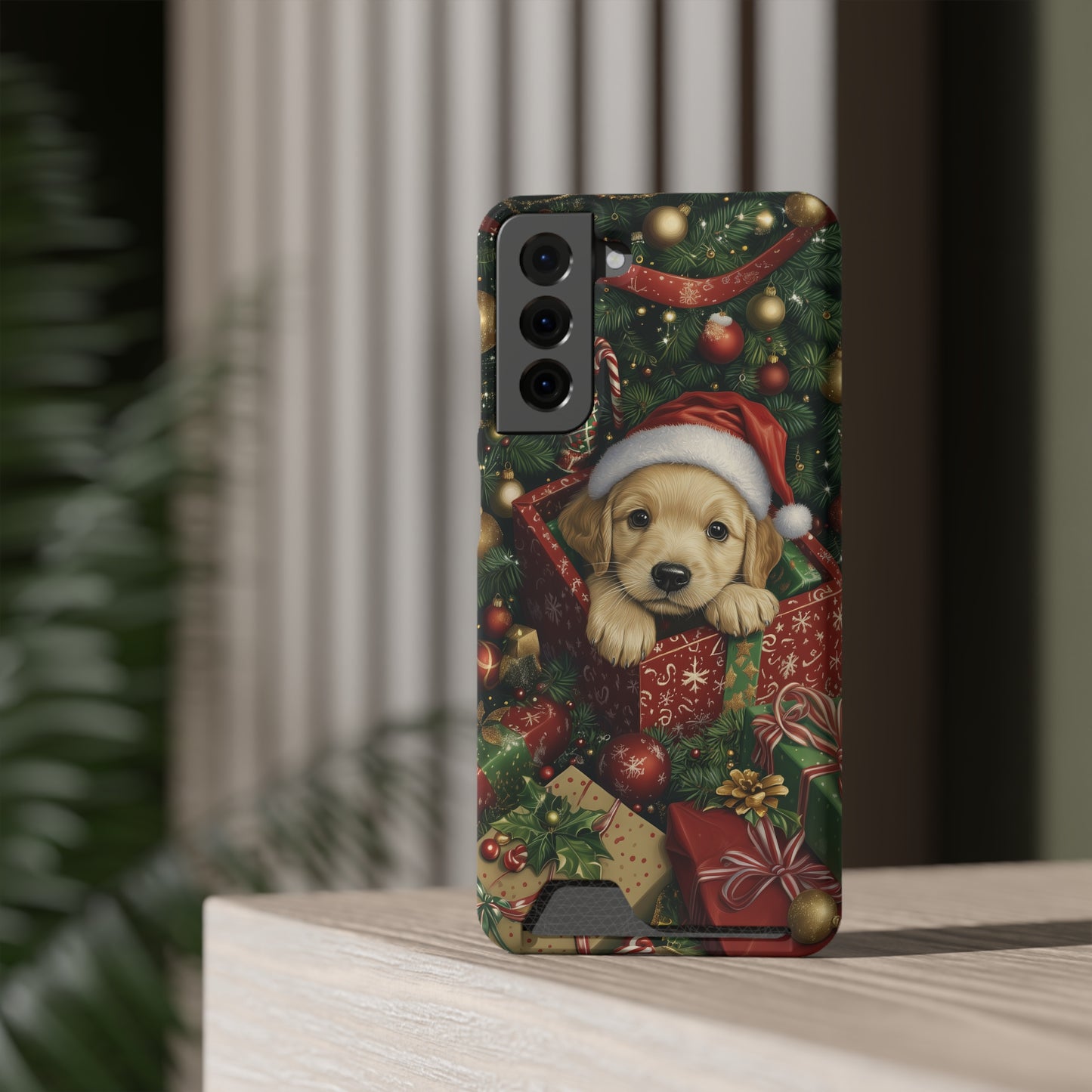 Christmas Puppy – Festive Holiday Design with Adorable Golden Retriever Phone Case With Card Holder