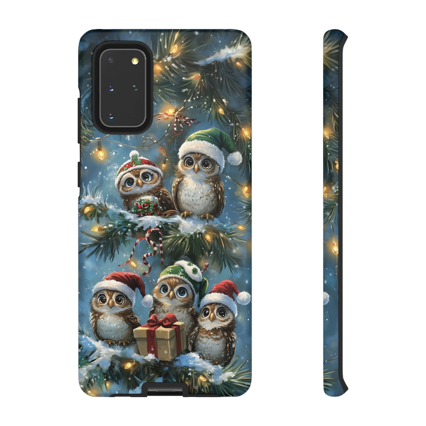 Christmas Owls Phone Case – Festive Holiday Design with Cute Owls and Gift