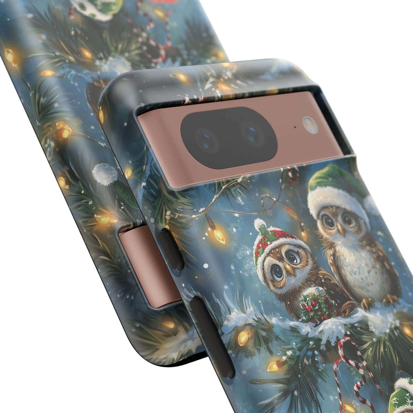 Christmas Owls Phone Case – Festive Holiday Design with Cute Owls and Gift