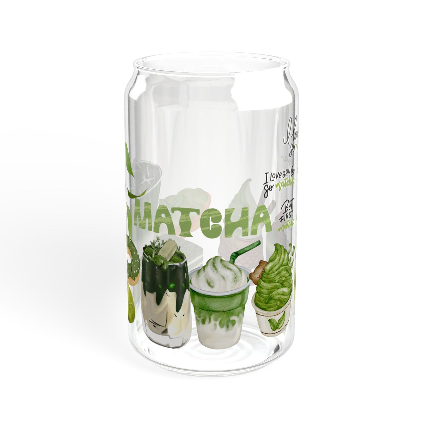 Matcha Lover Glass Cup with Bamboo Lid and Straw – Eco-Friendly Tumbler for Tea and Smoothies, 16oz