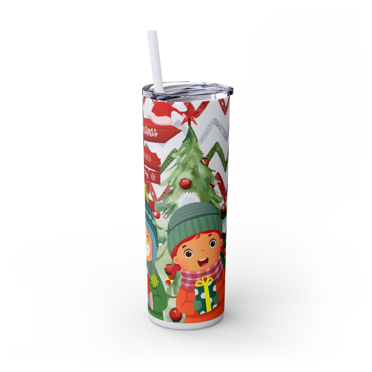 Christmas Stainless Steel Tumbler with Festive Design – Insulated Travel Cup, 20oz