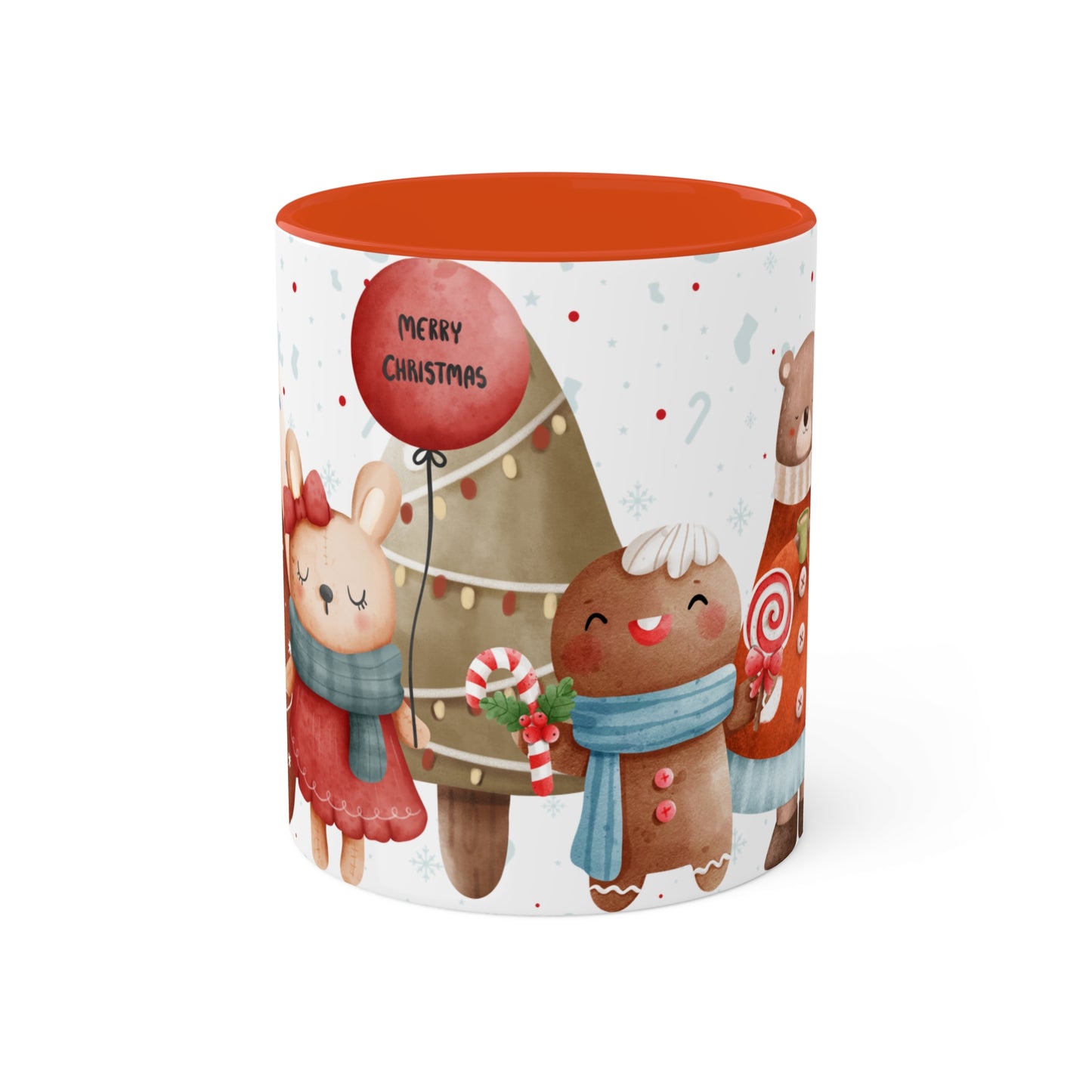 Festive Christmas Mug with Adorable Bear, Hedgehog, and Gingerbread Design – Holiday Coffee Cup