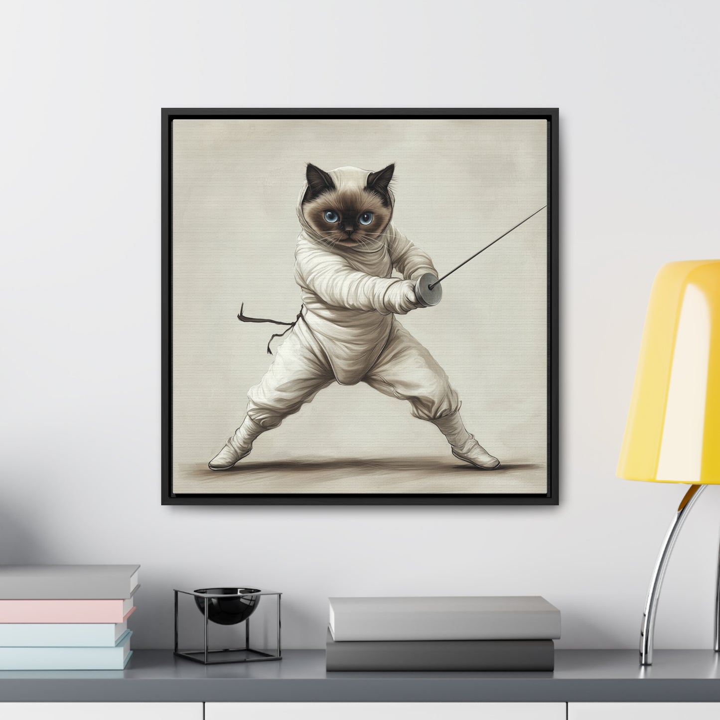 Gallery Canvas Wraps, Square Frame Ragdoll Cat Fencing Duel Illustration