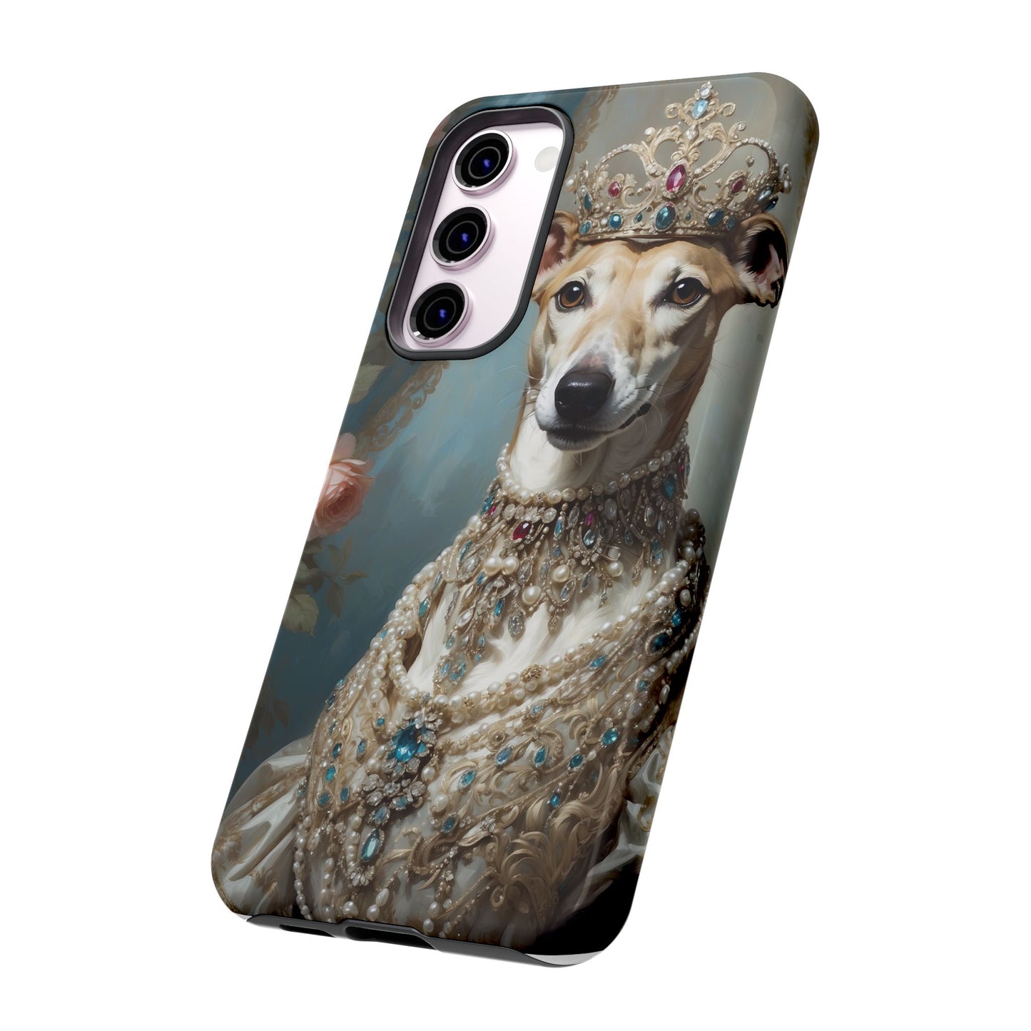 Tough Cases Regal Whippet: Elegance in Pearls and Jewels