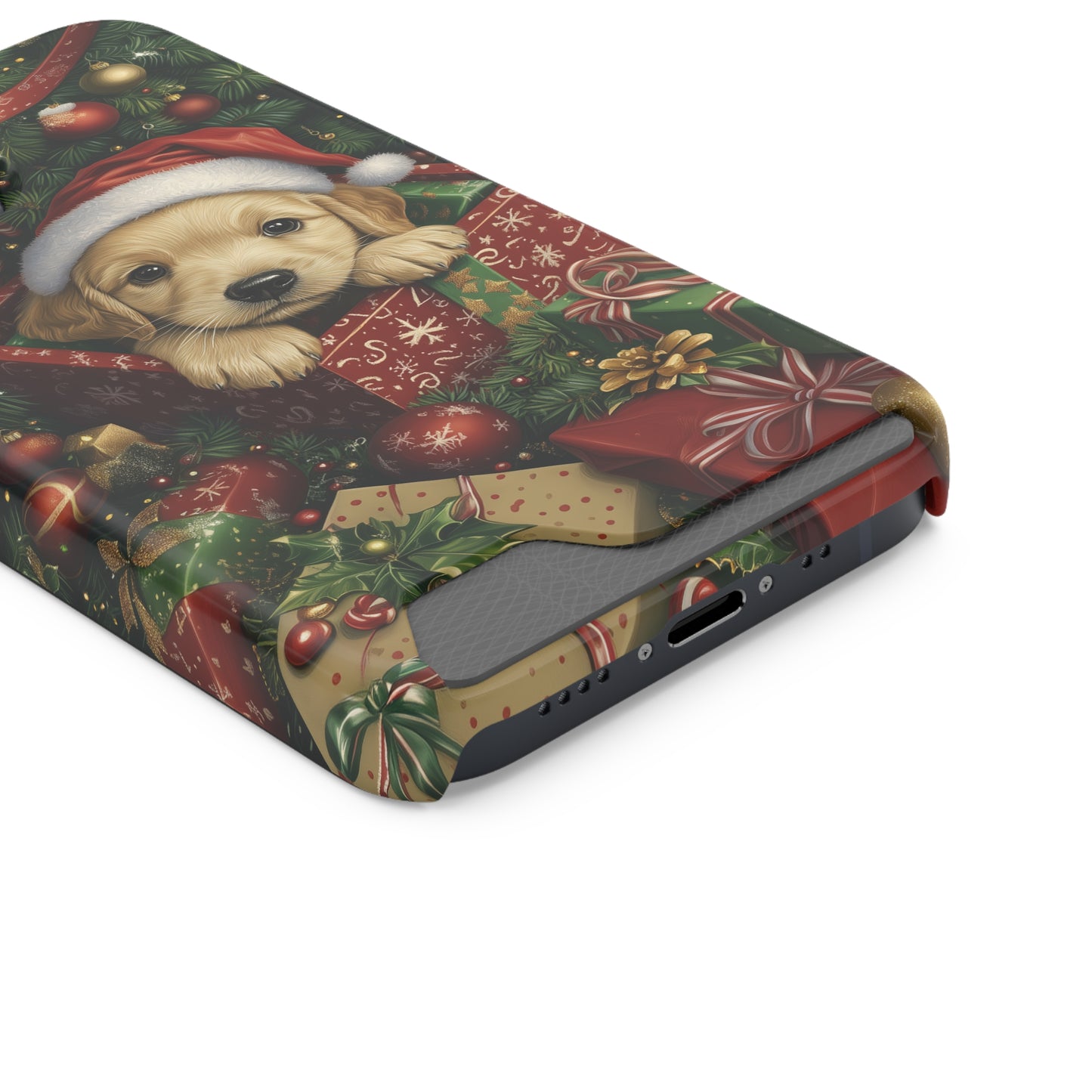 Christmas Puppy – Festive Holiday Design with Adorable Golden Retriever Phone Case With Card Holder