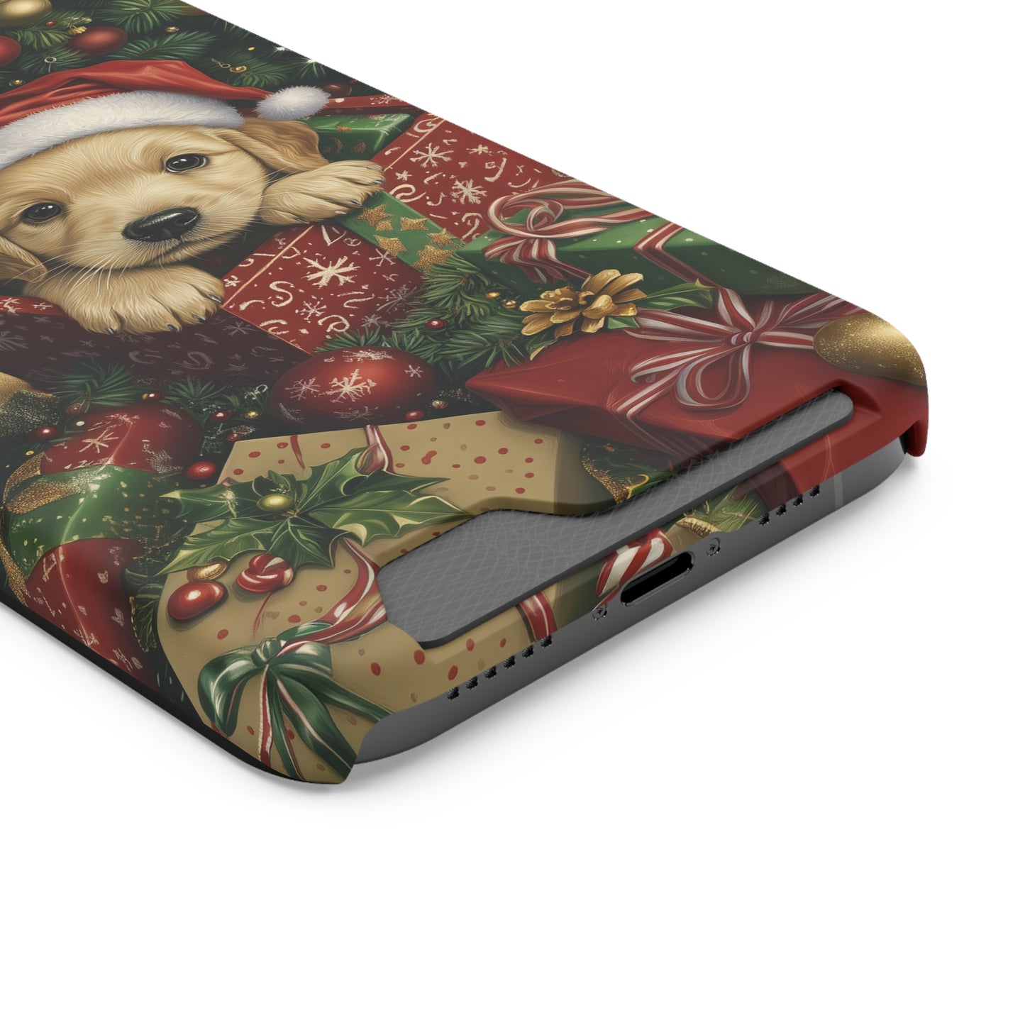 Christmas Puppy – Festive Holiday Design with Adorable Golden Retriever Phone Case With Card Holder