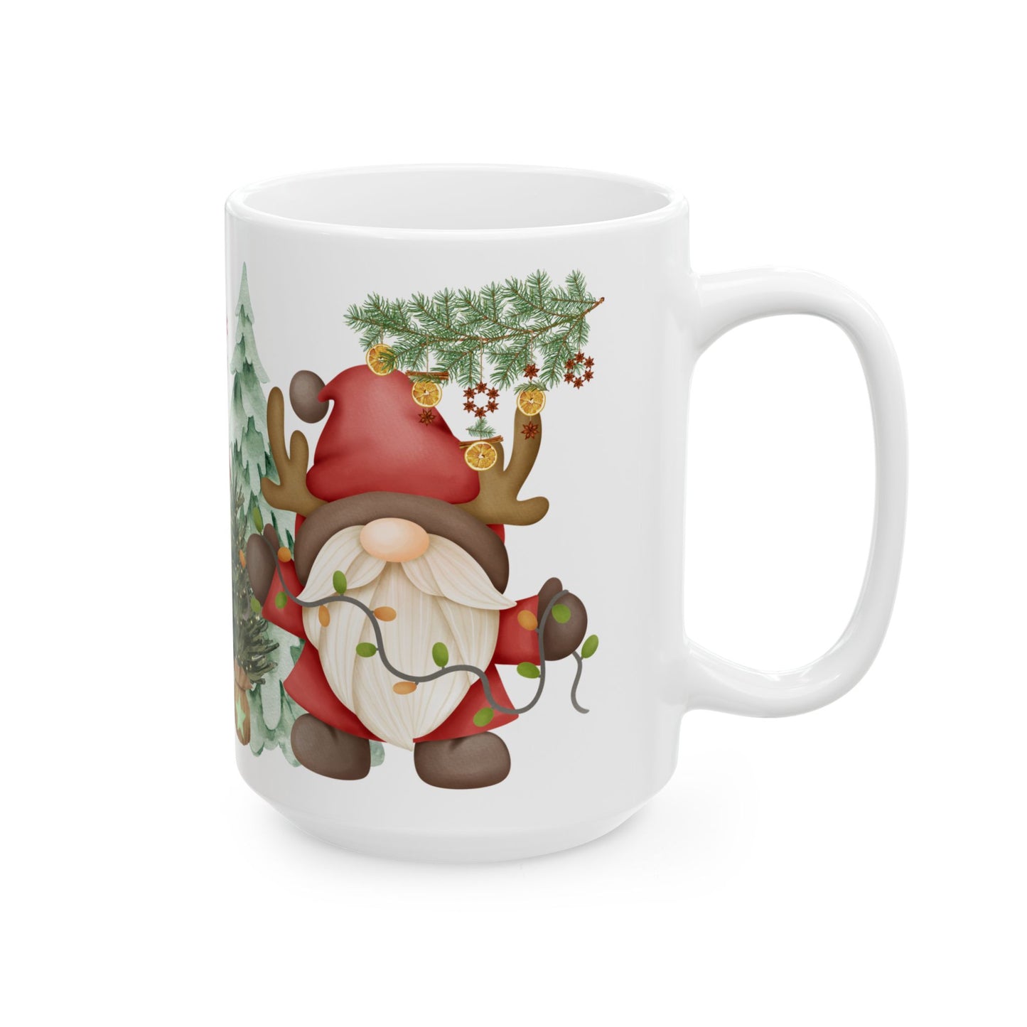 Watercolor Christmas Tree Mug – Festive Holiday Coffee Cup with Ornament Design, (11oz, 15oz)