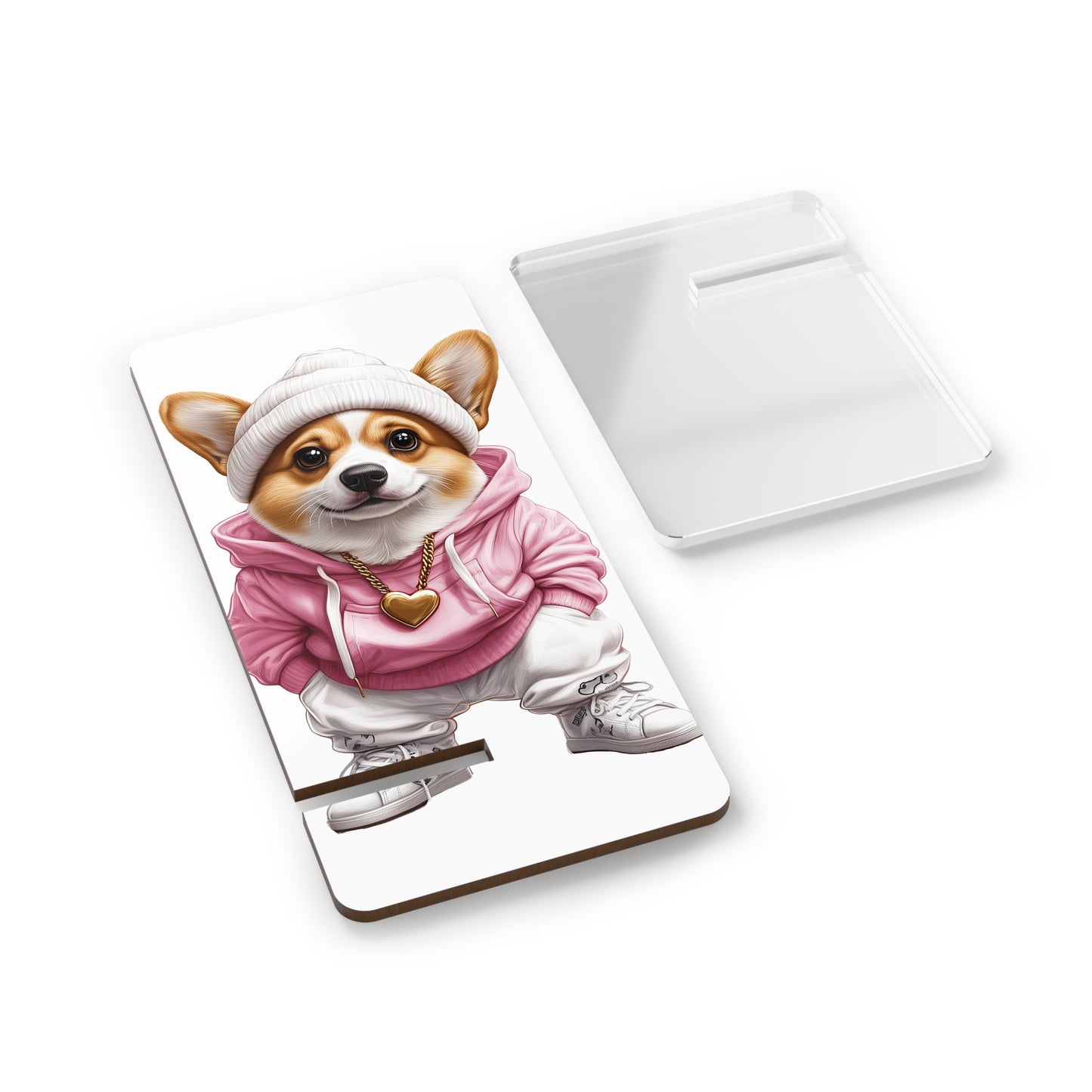 Mobile Display Stand for Smartphones Street Style Corgi: Cozy and Cool