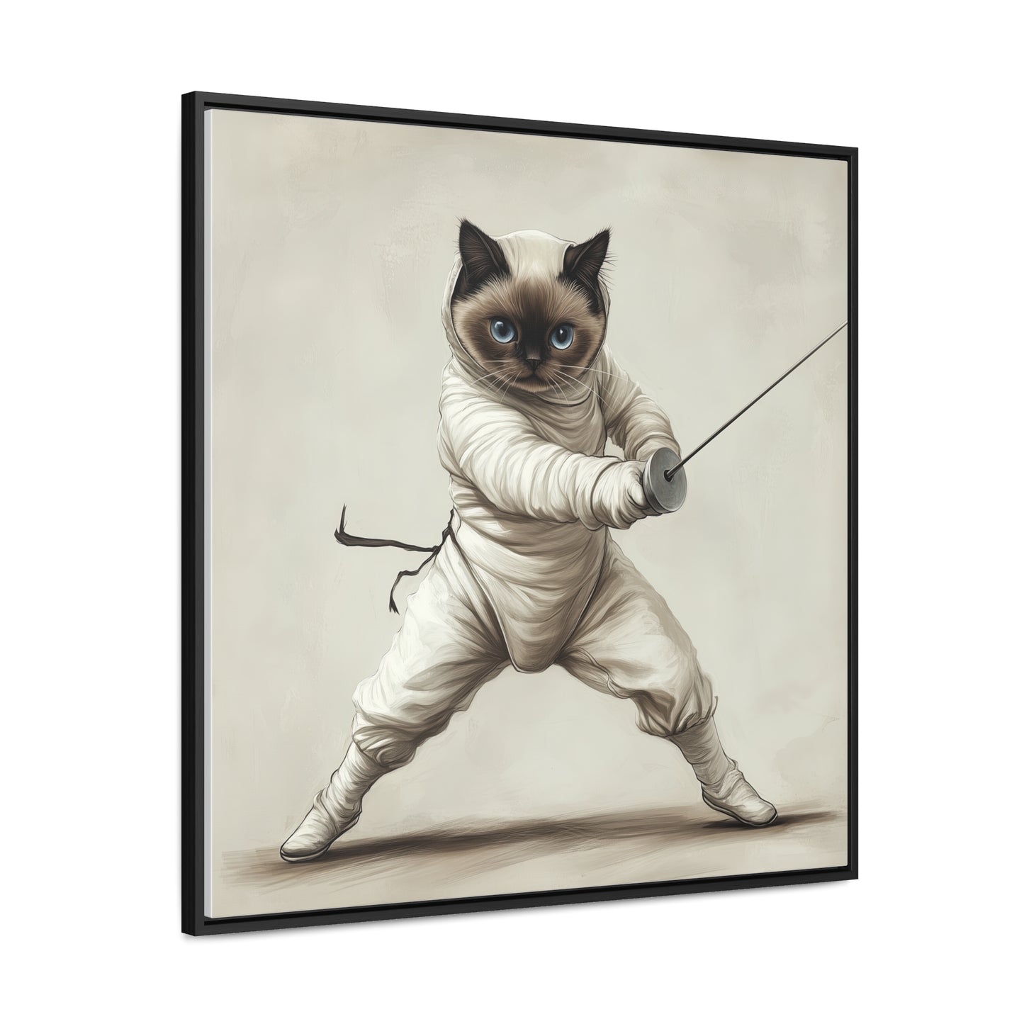 Gallery Canvas Wraps, Square Frame Ragdoll Cat Fencing Duel Illustration