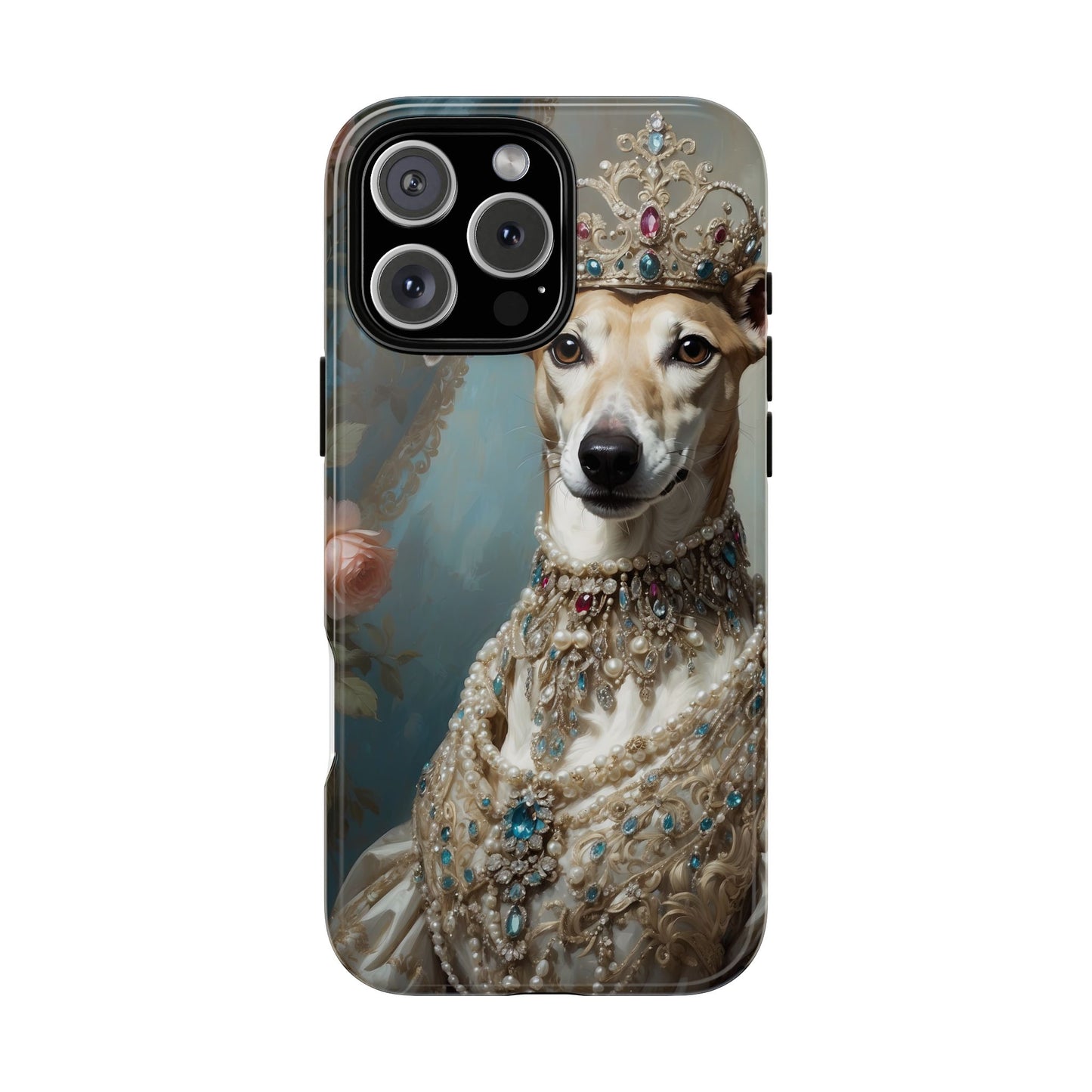 Tough Cases Regal Whippet: Elegance in Pearls and Jewels