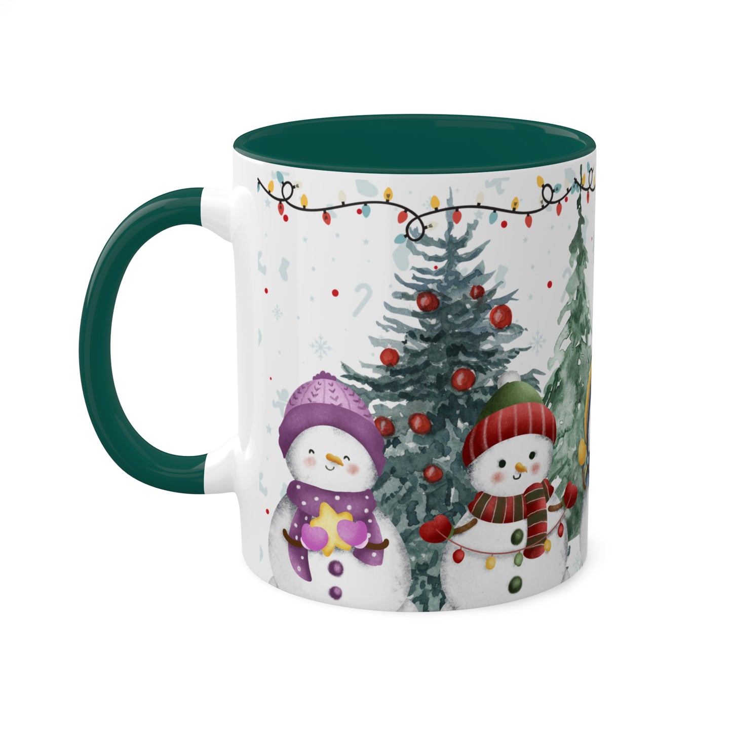 Snowman Christmas Mug with Winter Forest Scene – Holiday Coffee Mug