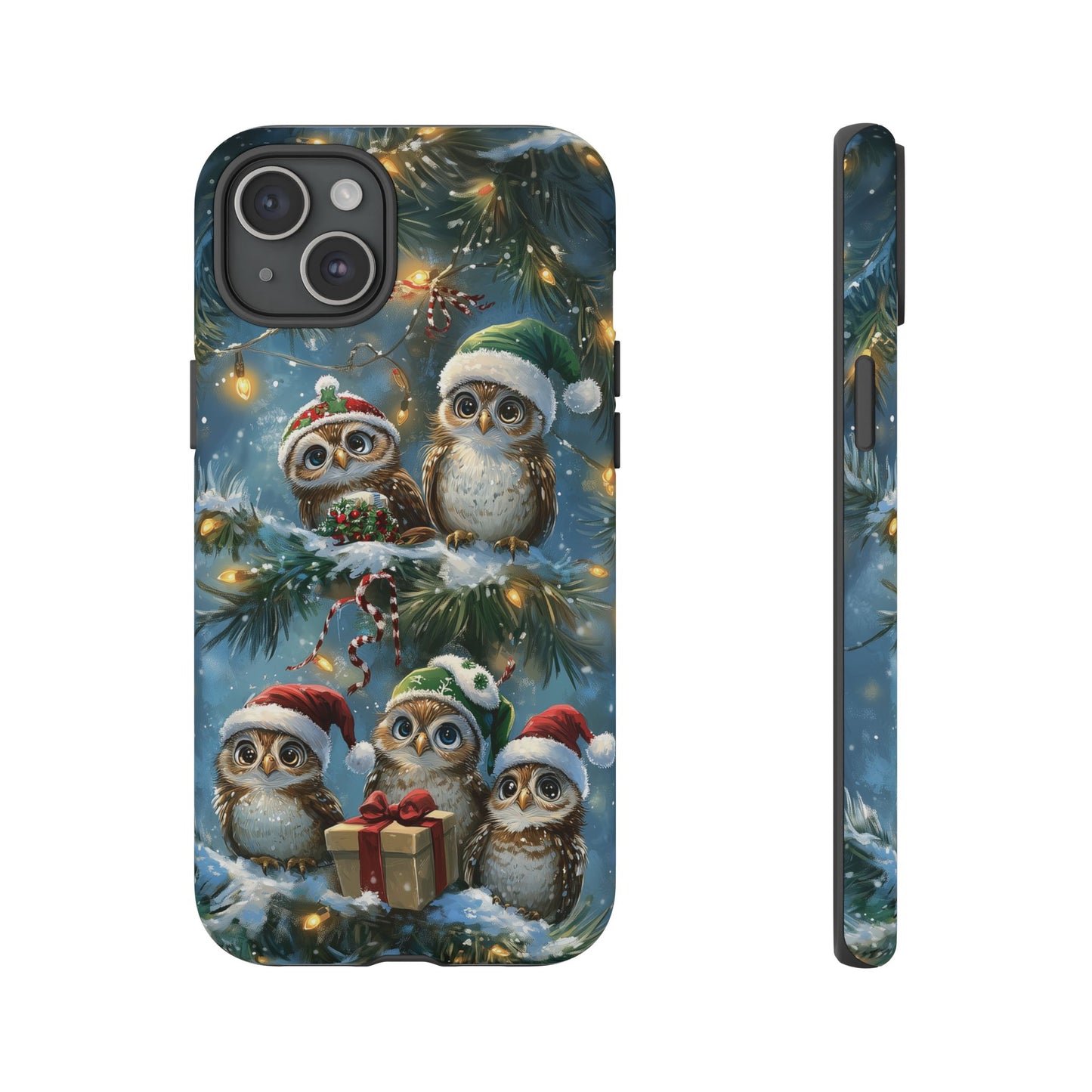 Christmas Owls Phone Case – Festive Holiday Design with Cute Owls and Gift