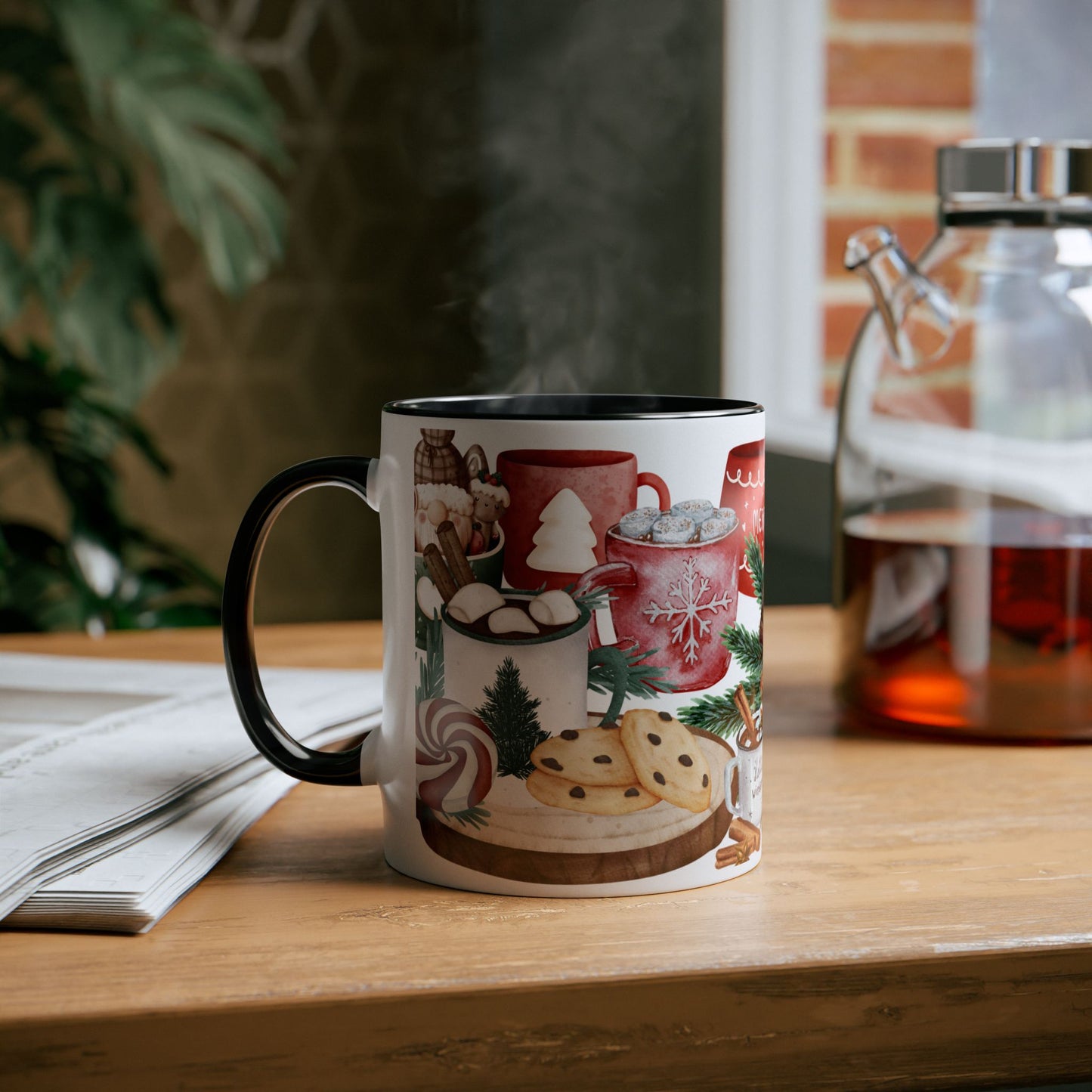 Cozy Christmas Mug with Hot Cocoa and Cookies Design – Perfect Holiday Gift