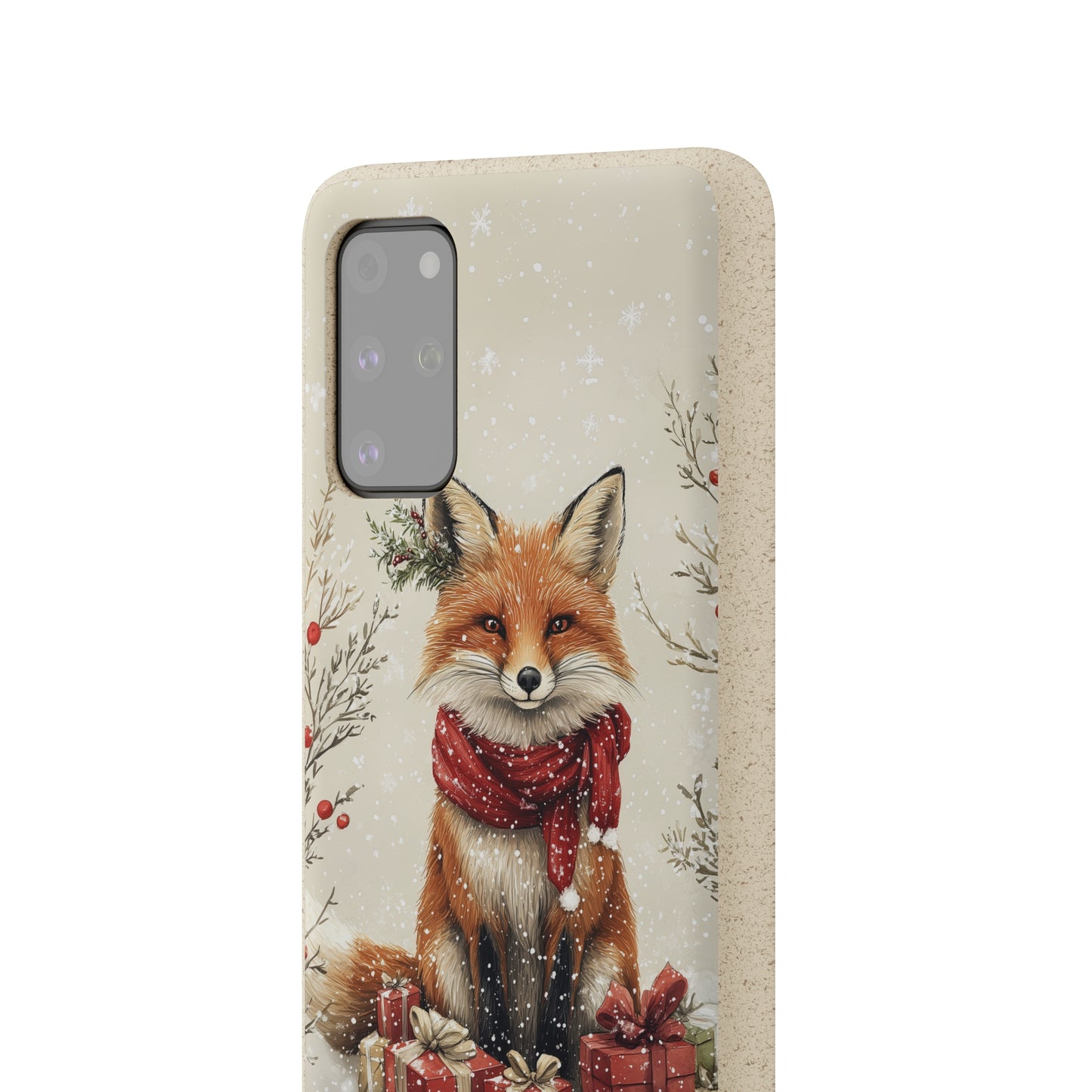 Christmas Fox Phone Case – Festive Holiday Design with Cute Fox and Gift Boxes - Biodegradable Cases