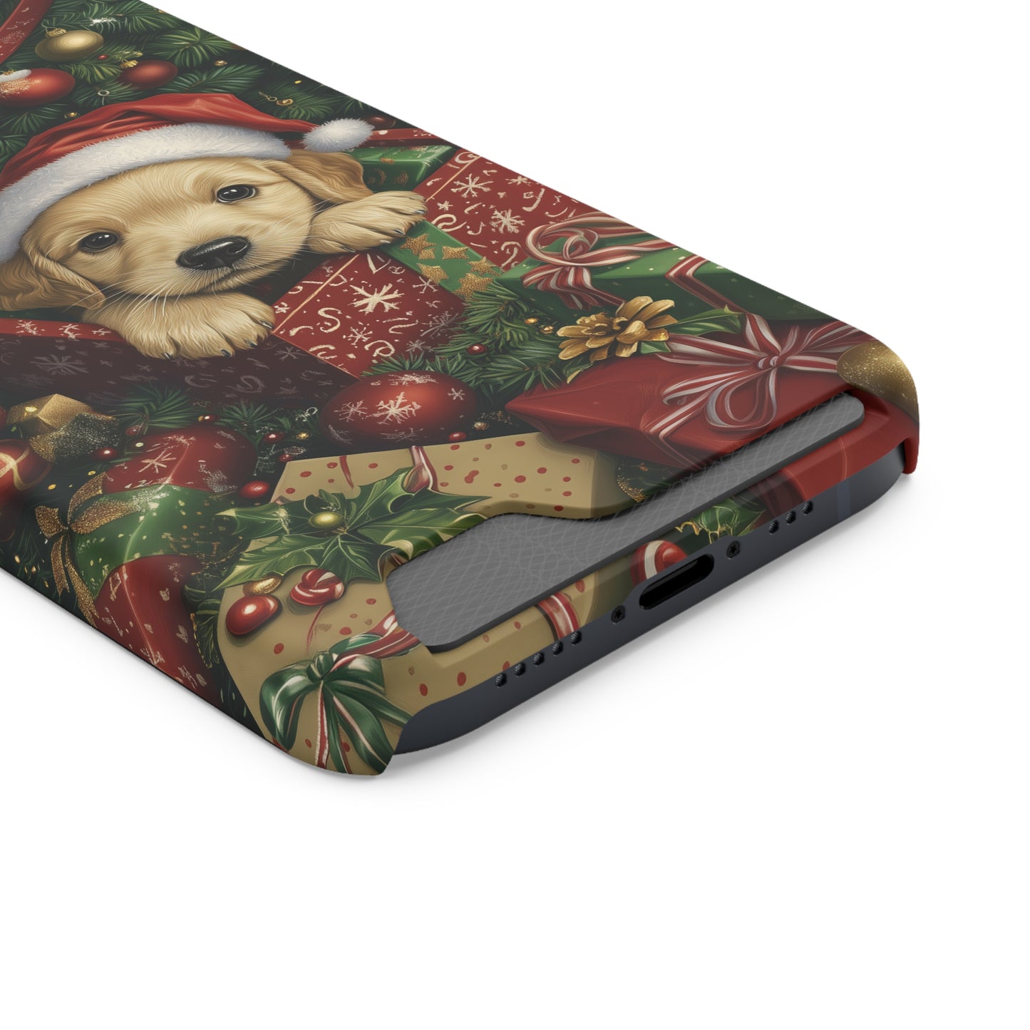 Christmas Puppy – Festive Holiday Design with Adorable Golden Retriever Phone Case With Card Holder