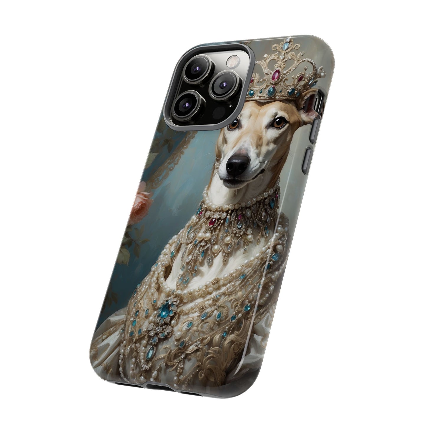 Tough Cases Regal Whippet: Elegance in Pearls and Jewels