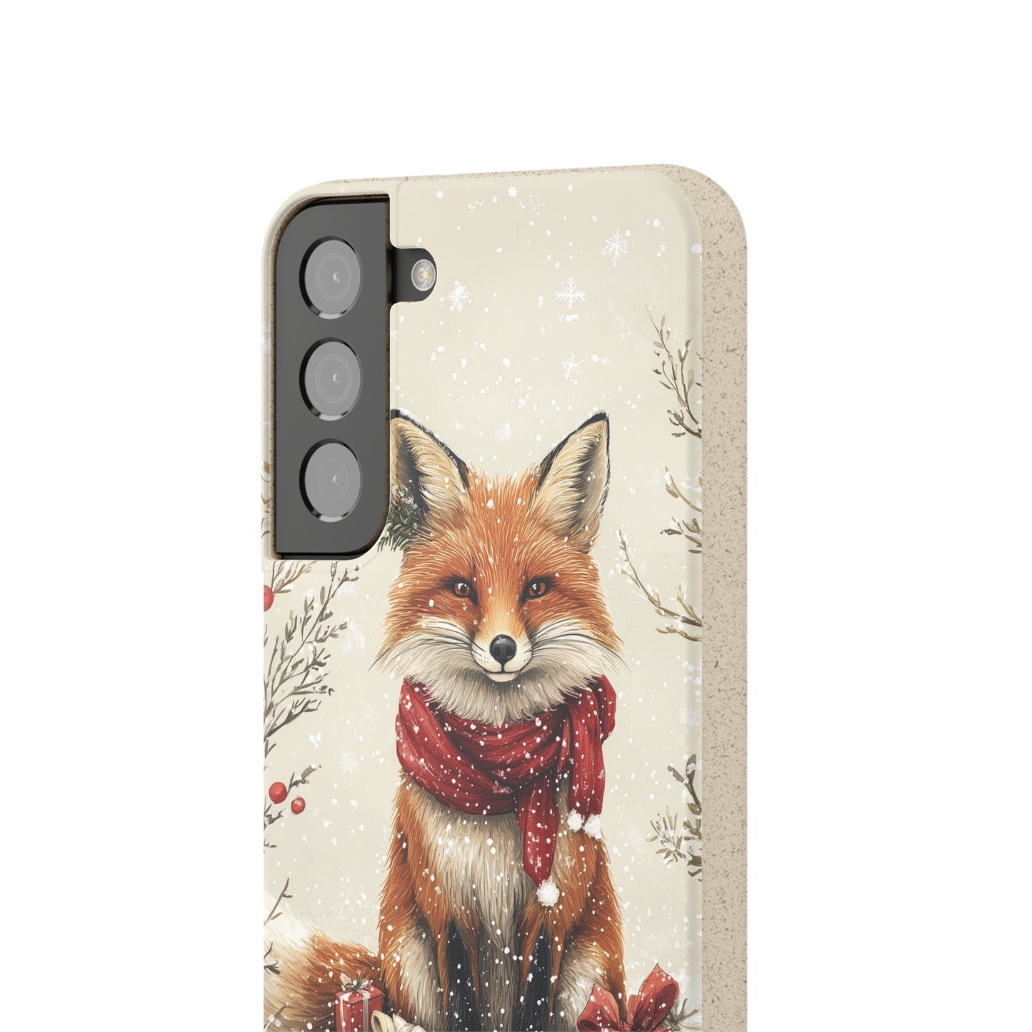 Christmas Fox Phone Case – Festive Holiday Design with Cute Fox and Gift Boxes - Biodegradable Cases