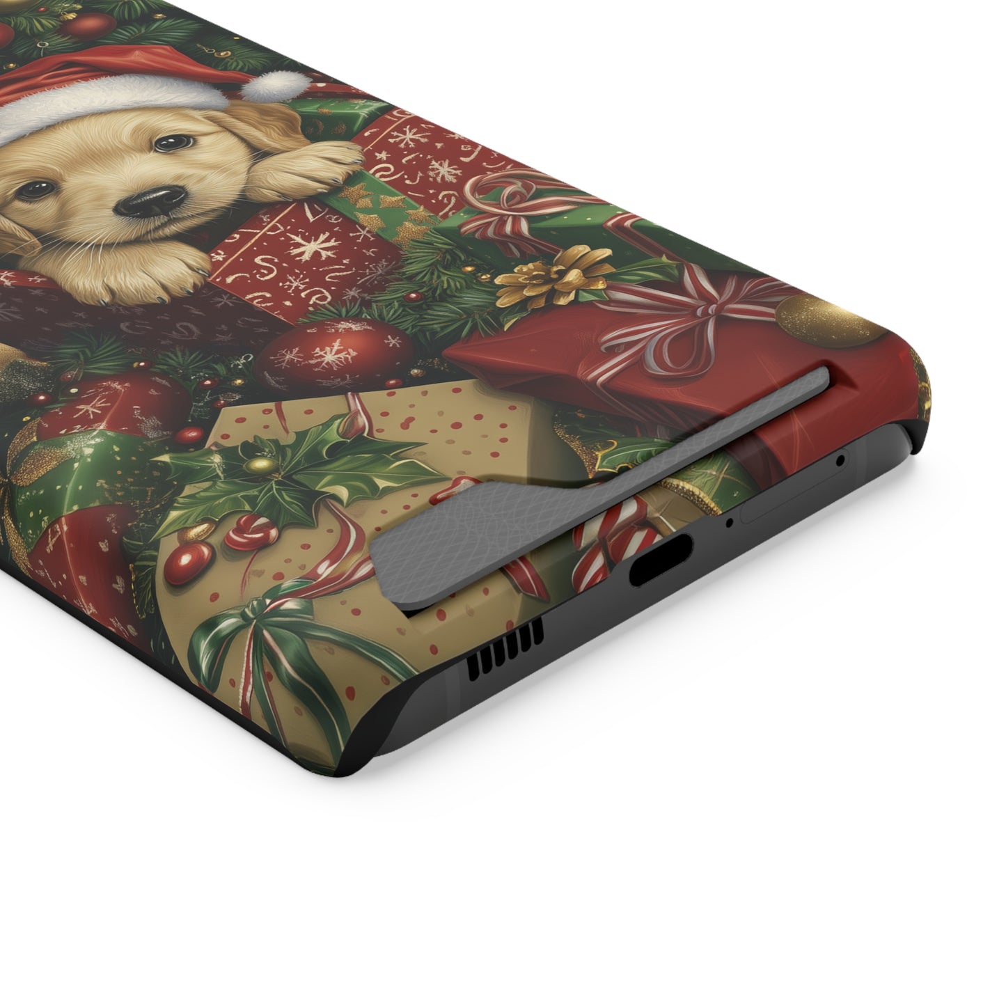 Christmas Puppy – Festive Holiday Design with Adorable Golden Retriever Phone Case With Card Holder