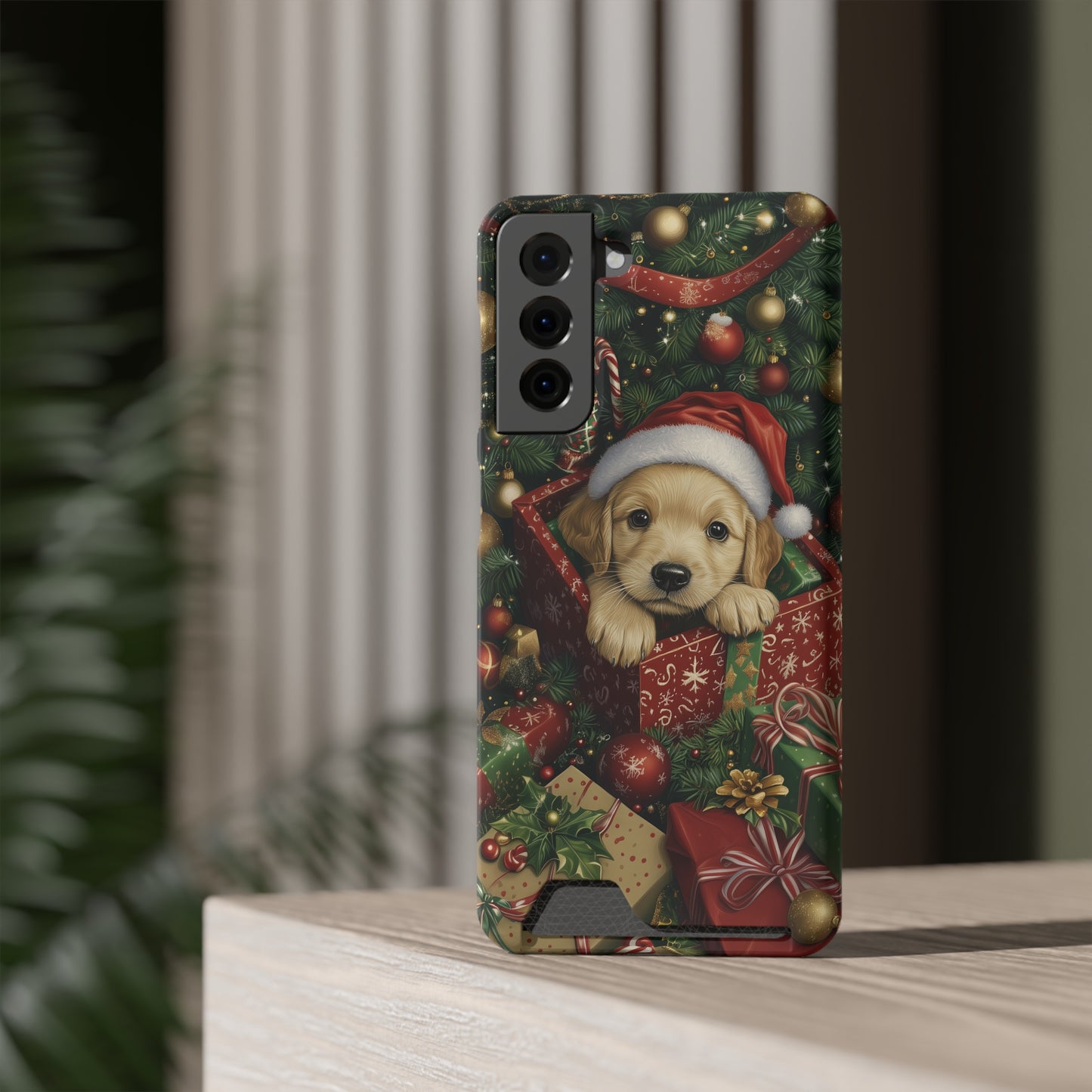 Christmas Puppy – Festive Holiday Design with Adorable Golden Retriever Phone Case With Card Holder