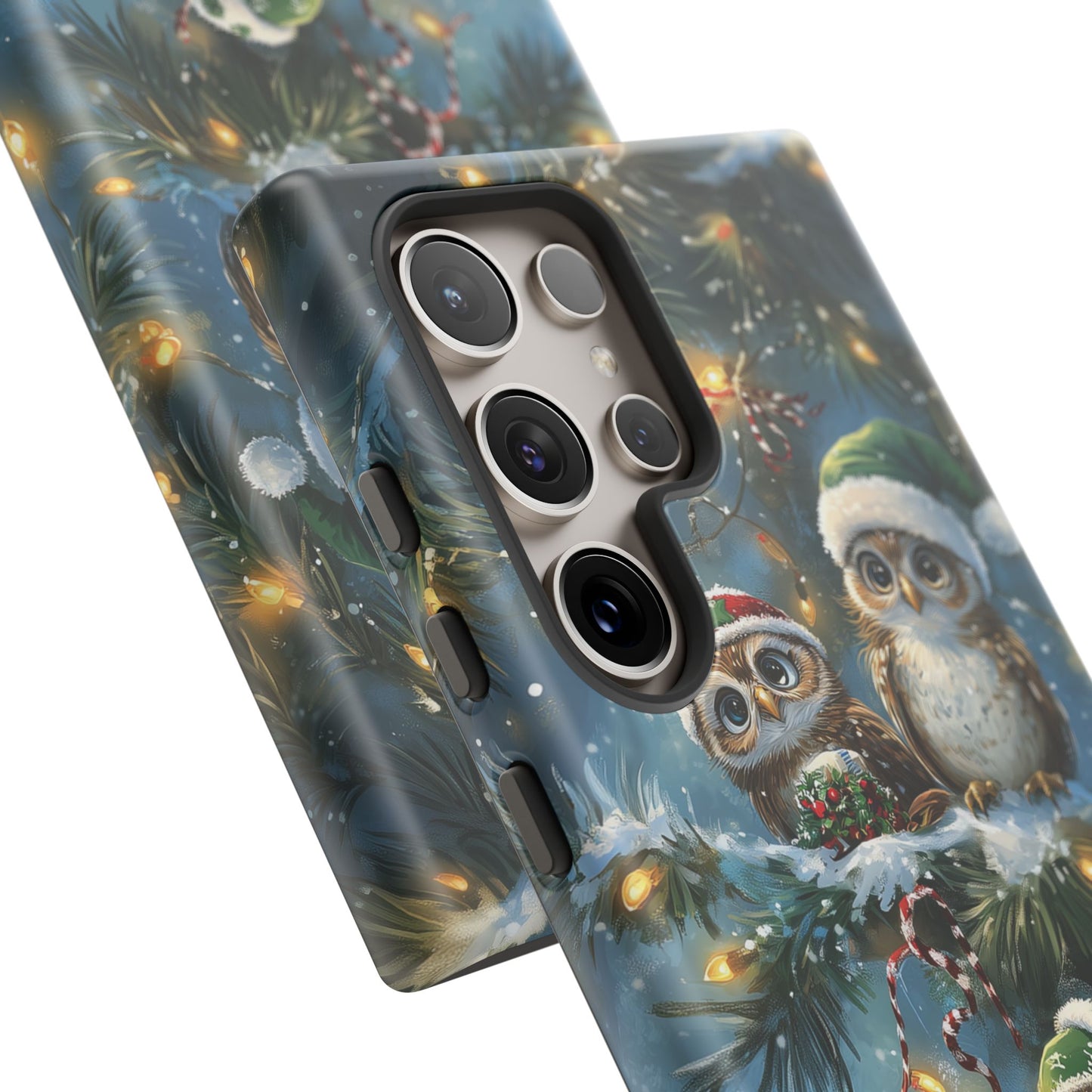 Christmas Owls Phone Case – Festive Holiday Design with Cute Owls and Gift