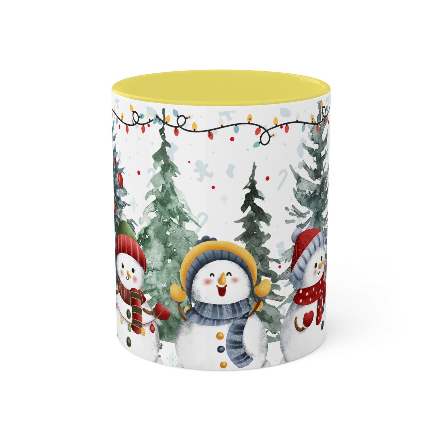 Snowman Christmas Mug with Winter Forest Scene – Holiday Coffee Mug