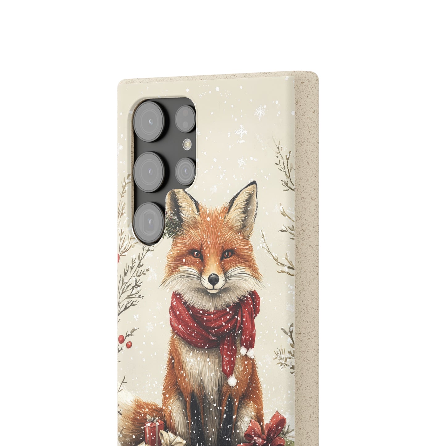 Christmas Fox Phone Case – Festive Holiday Design with Cute Fox and Gift Boxes - Biodegradable Cases