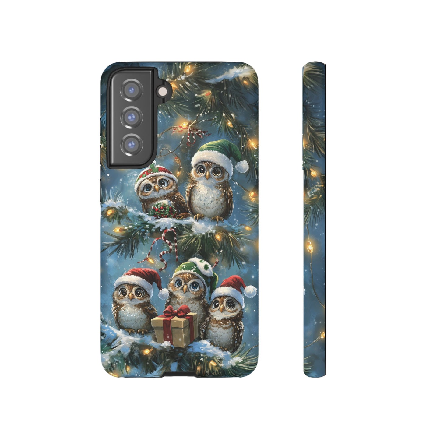 Christmas Owls Phone Case – Festive Holiday Design with Cute Owls and Gift