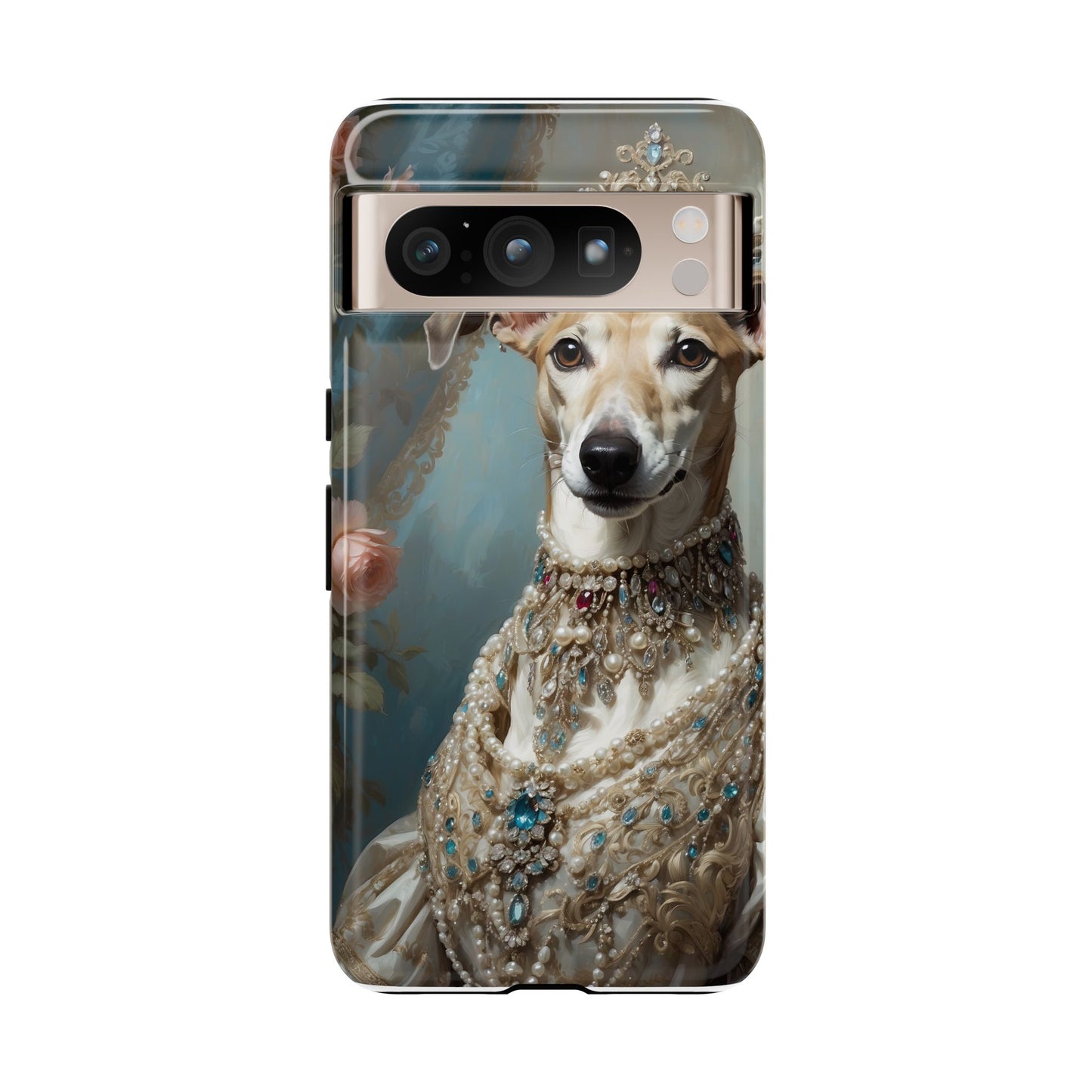 Tough Cases Regal Whippet: Elegance in Pearls and Jewels