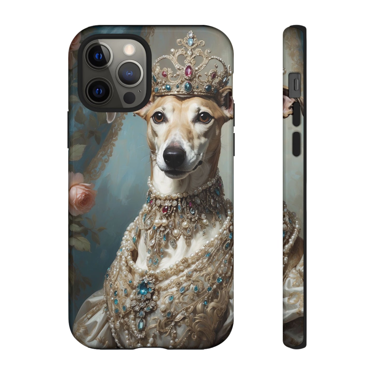 Tough Cases Regal Whippet: Elegance in Pearls and Jewels