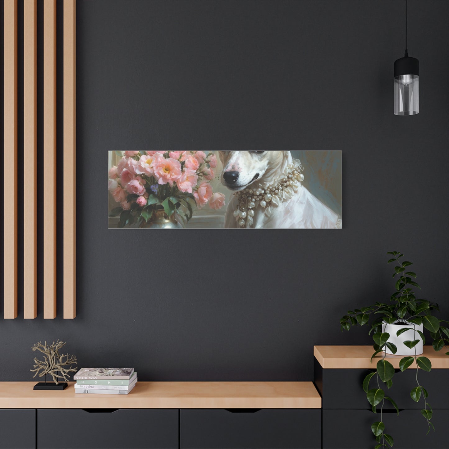 Matte Canvas, Stretched, 1.25" Renaissance Greyhound Lady with Floral Elegance