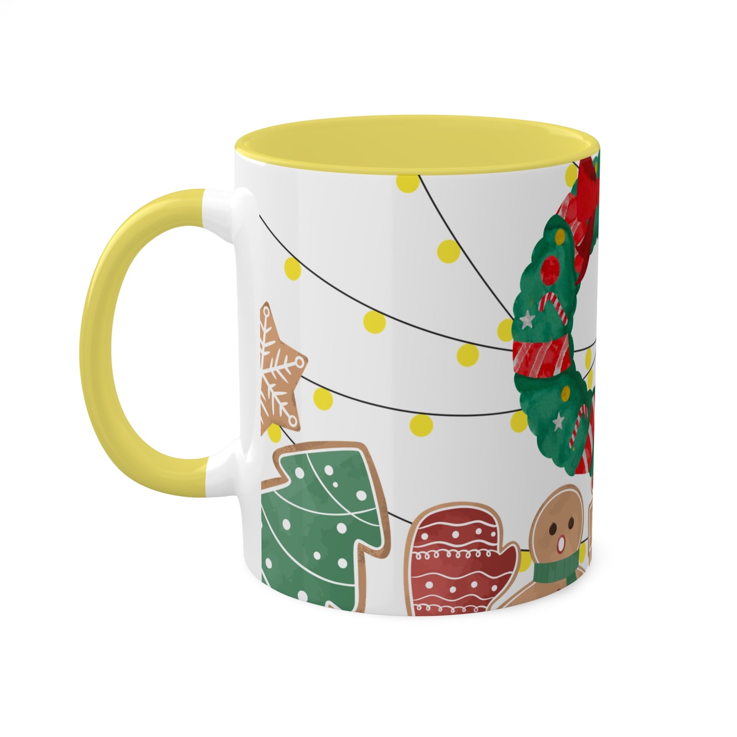 Christmas Wreath Mug with Holiday-Themed Illustrations – Festive and Functional