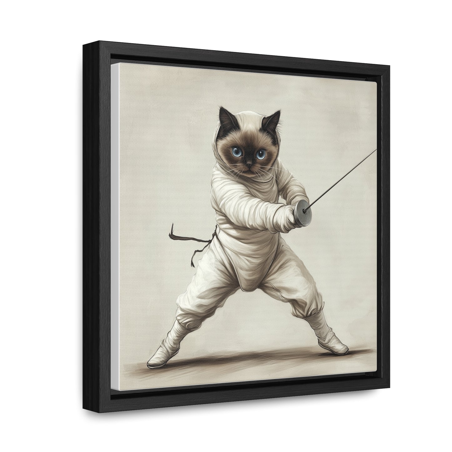 Gallery Canvas Wraps, Square Frame Ragdoll Cat Fencing Duel Illustration