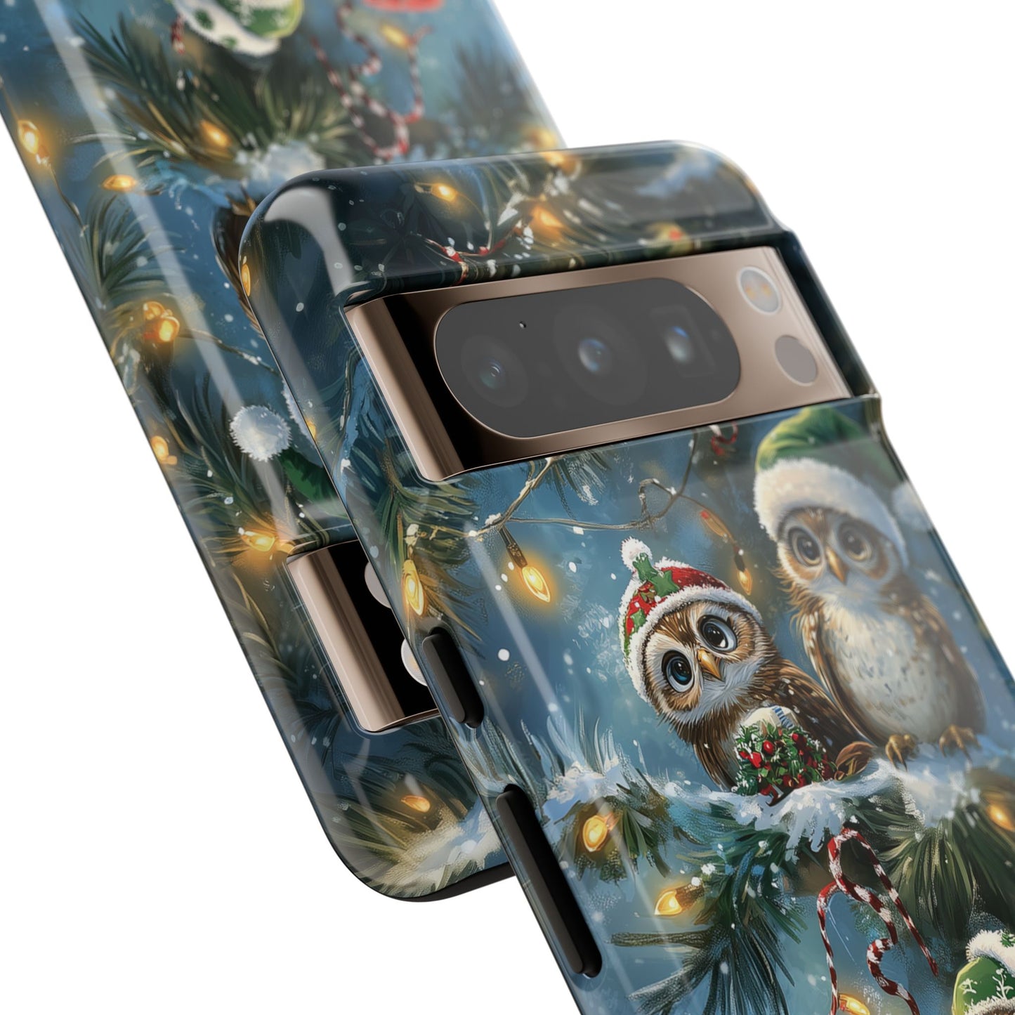 Christmas Owls Phone Case – Festive Holiday Design with Cute Owls and Gift