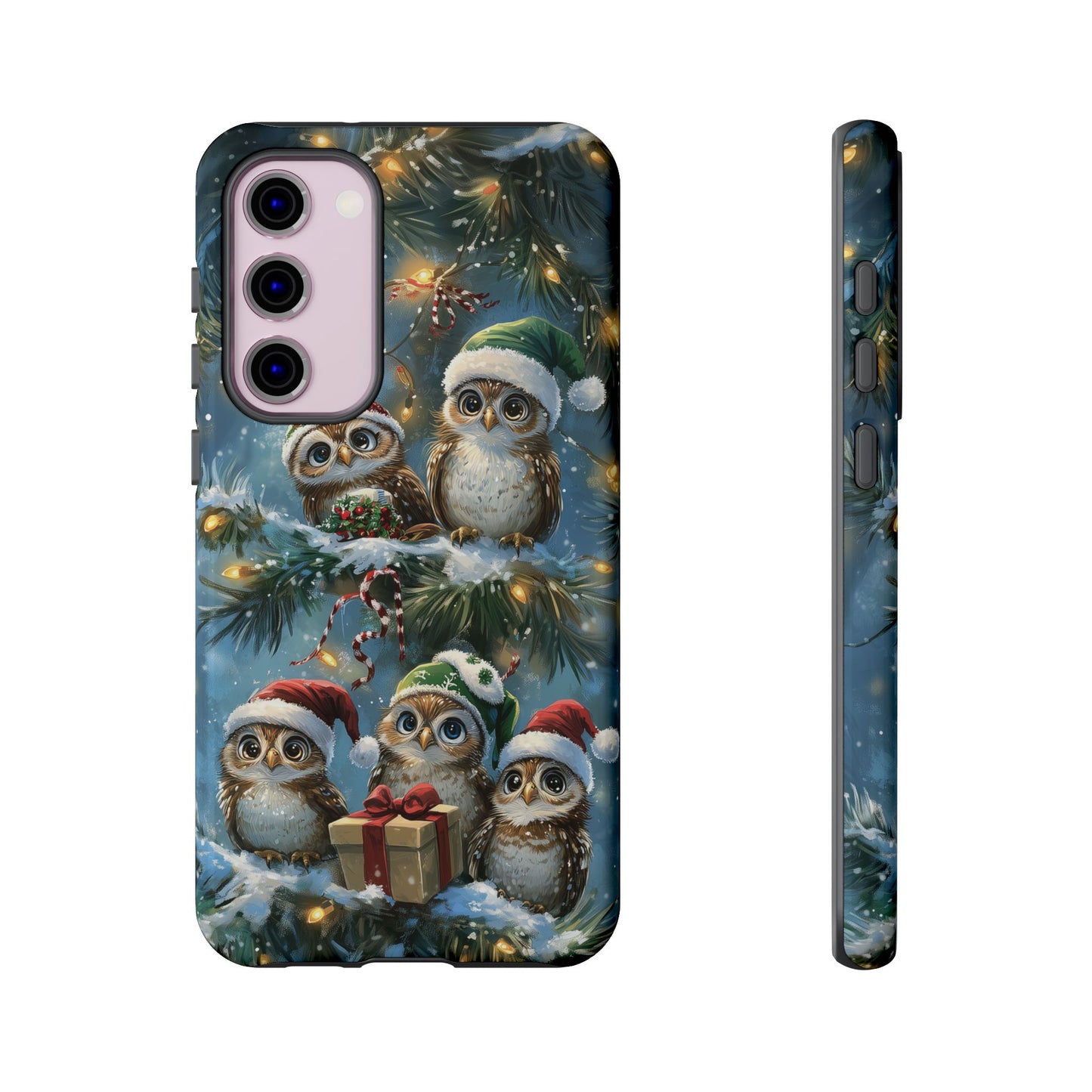 Christmas Owls Phone Case – Festive Holiday Design with Cute Owls and Gift