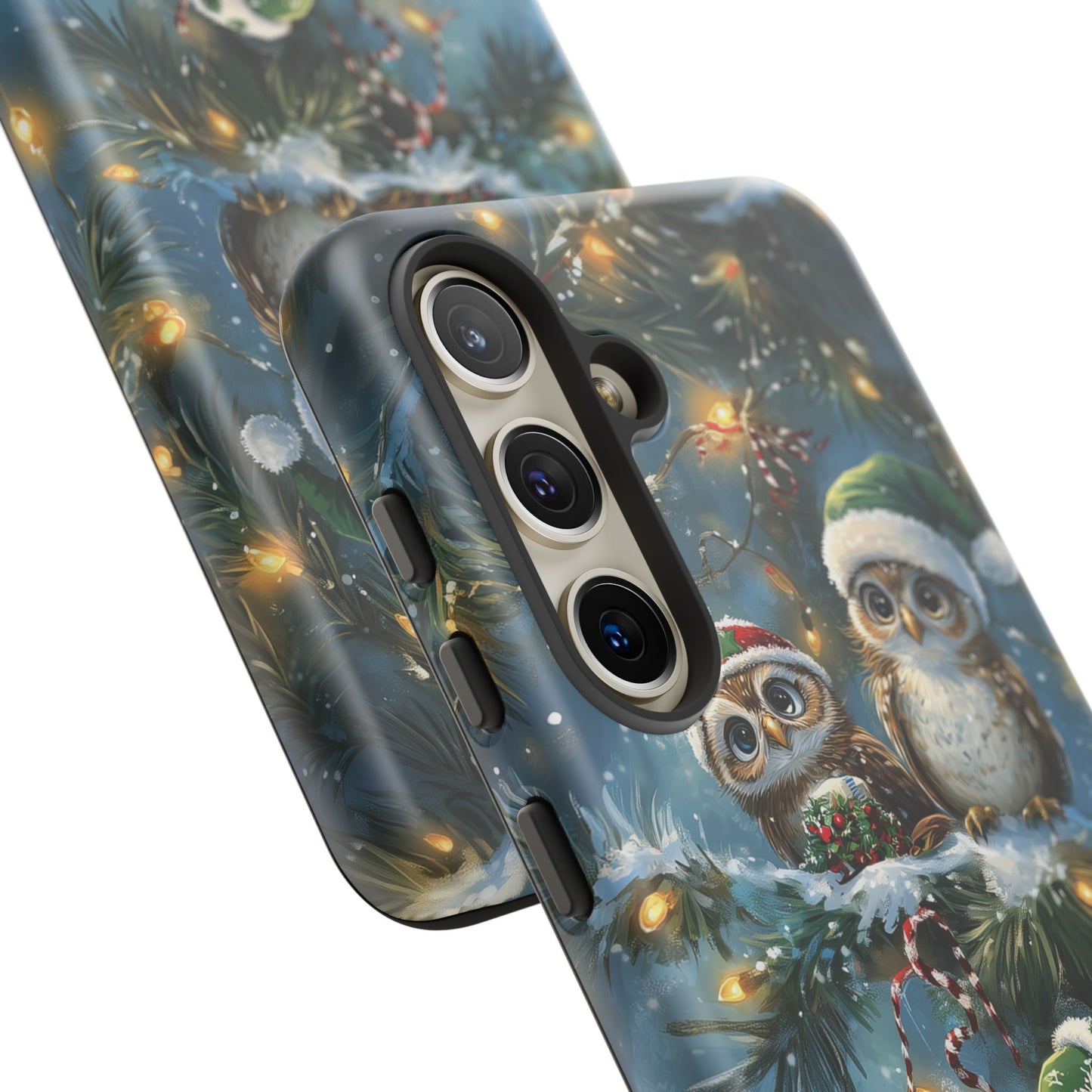 Christmas Owls Phone Case – Festive Holiday Design with Cute Owls and Gift