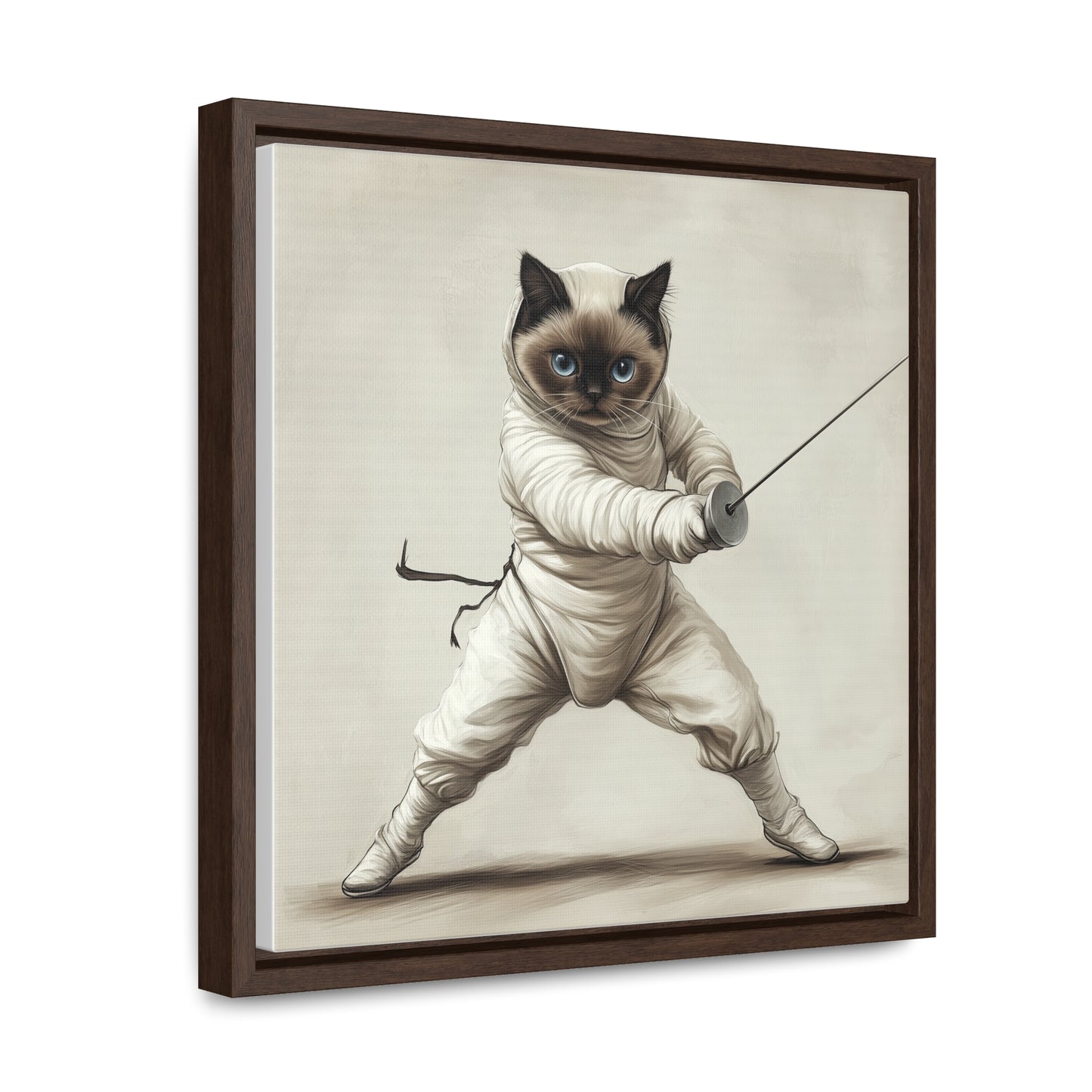 Gallery Canvas Wraps, Square Frame Ragdoll Cat Fencing Duel Illustration