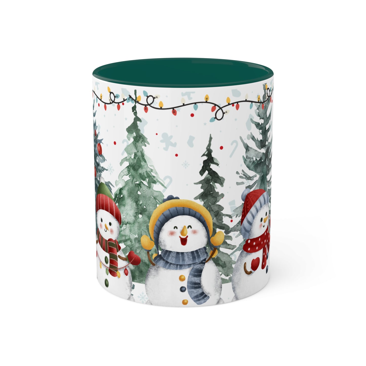 Snowman Christmas Mug with Winter Forest Scene – Holiday Coffee Mug