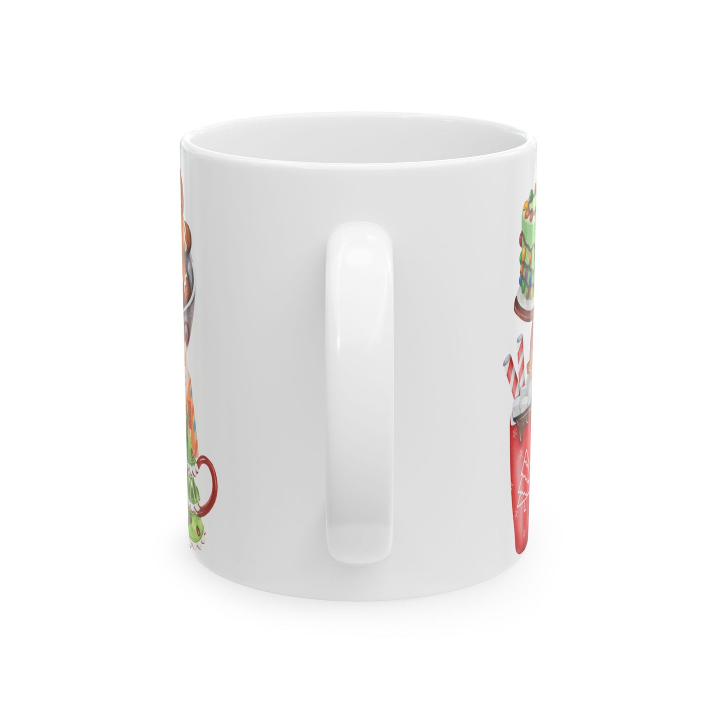 Festive Christmas Treats Mug – Holiday Coffee Cup with Cookies, Cakes, and Hot Cocoa Design, (11oz, 15oz)