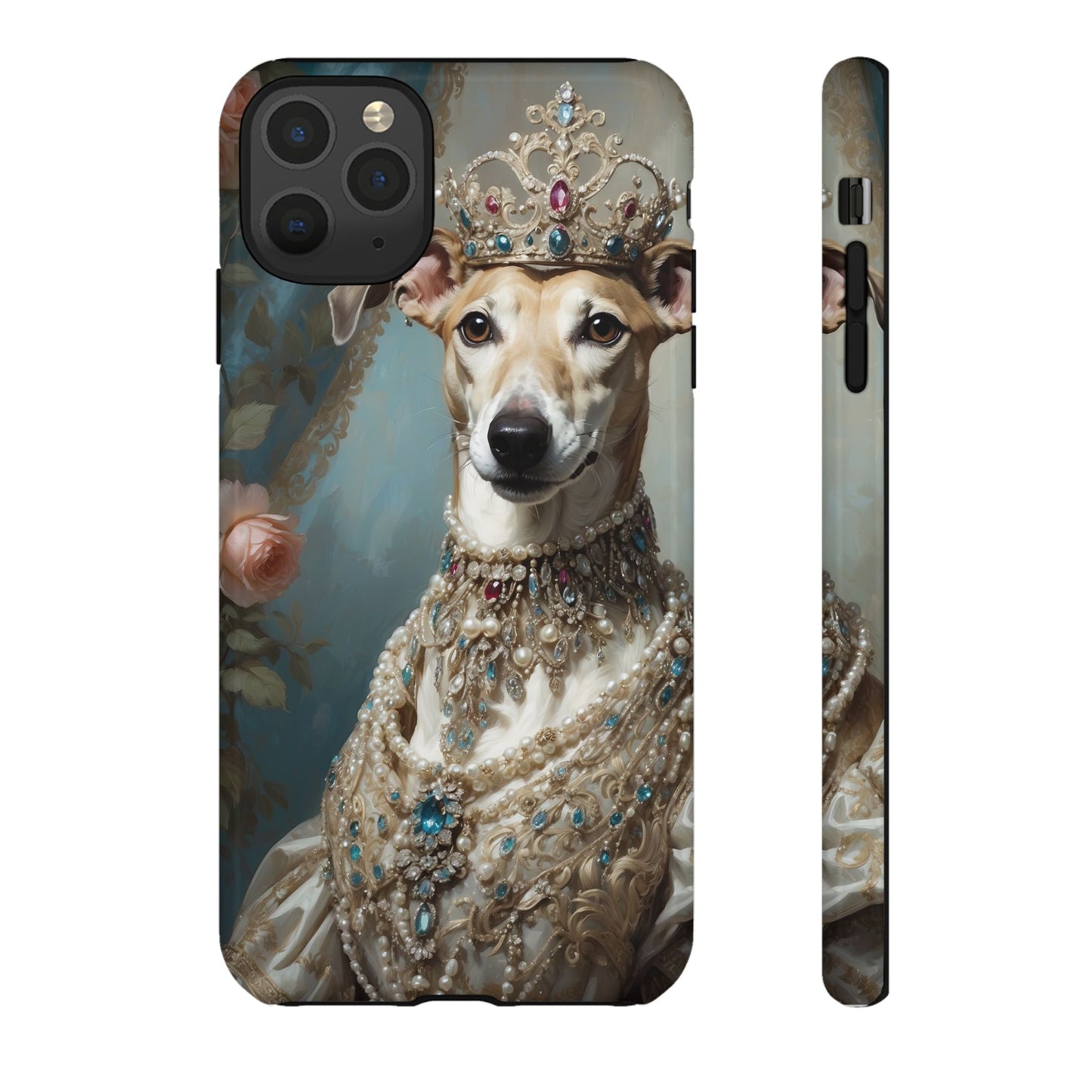 Tough Cases Regal Whippet: Elegance in Pearls and Jewels