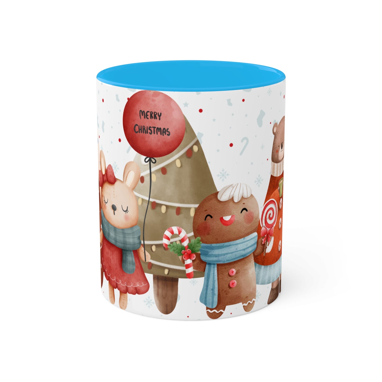 Festive Christmas Mug with Adorable Bear, Hedgehog, and Gingerbread Design – Holiday Coffee Cup