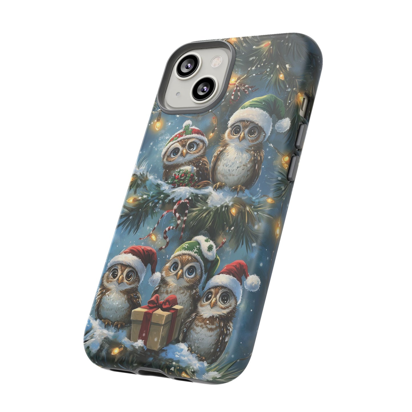 Christmas Owls Phone Case – Festive Holiday Design with Cute Owls and Gift