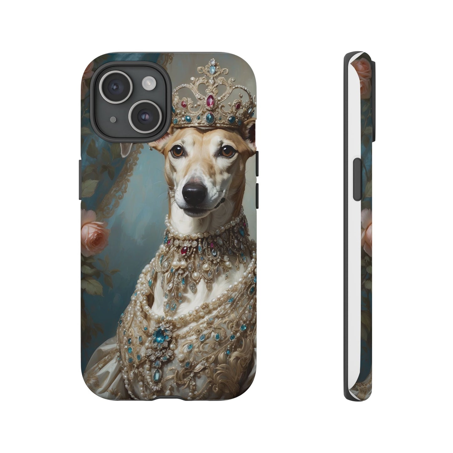 Tough Cases Regal Whippet: Elegance in Pearls and Jewels