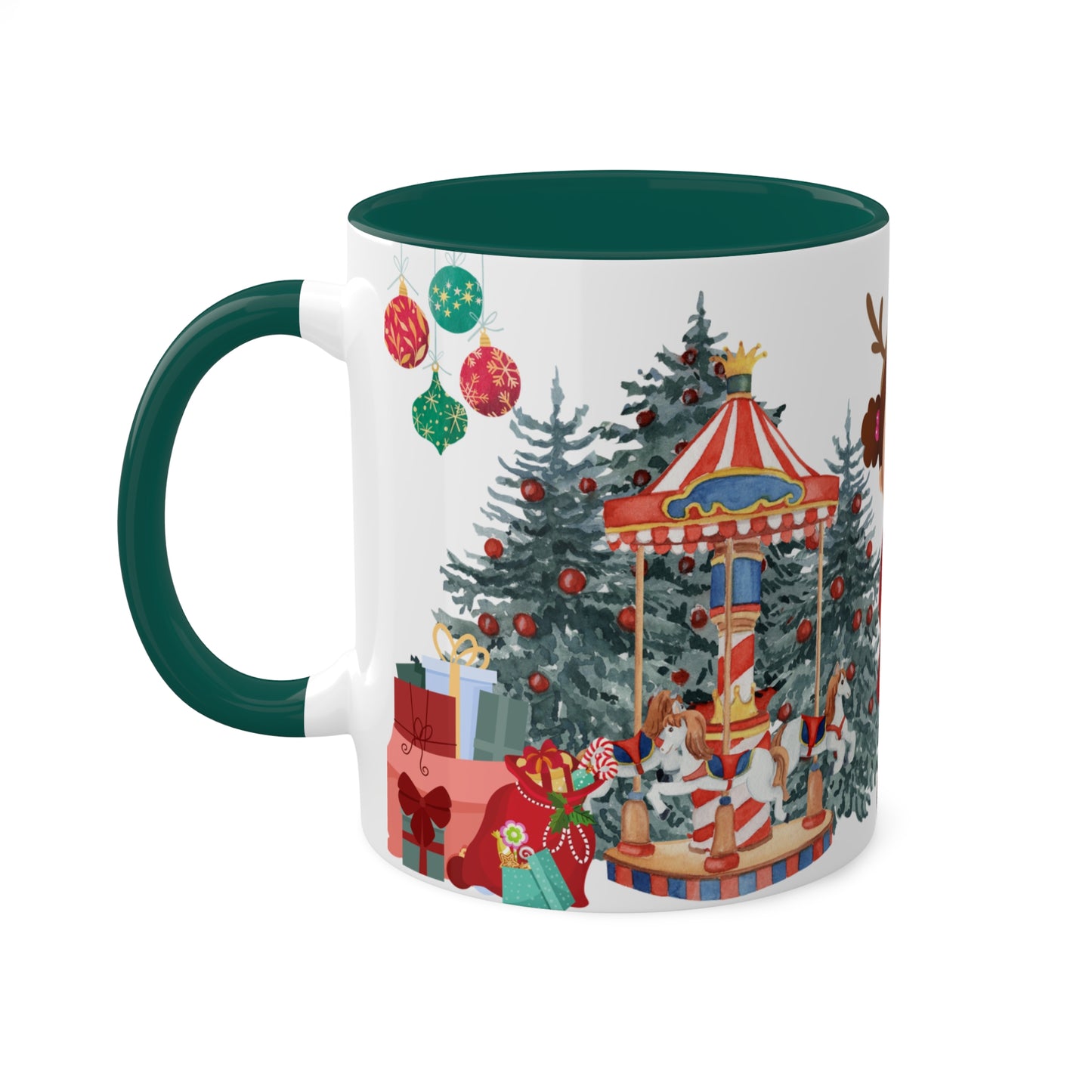 Cute Christmas Mug with Kids and Reindeer Design – Festive Holiday Coffee Cup