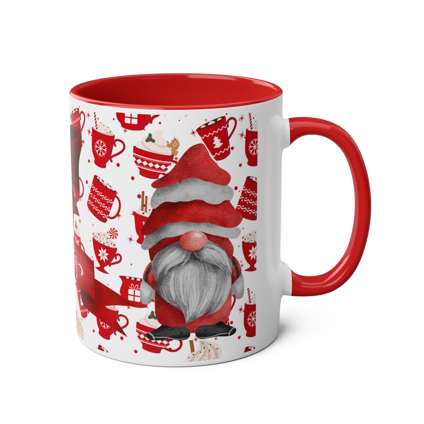 Red Christmas Mug with Bow and Festive Pattern – Perfect Holiday Gift 11oz