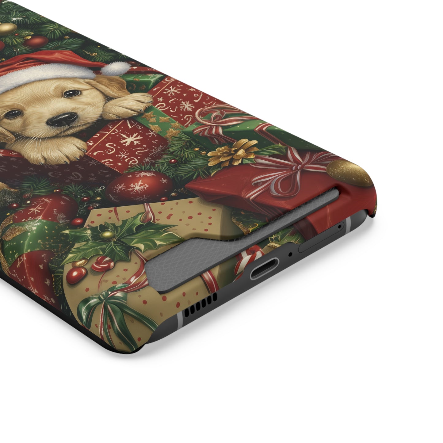 Christmas Puppy – Festive Holiday Design with Adorable Golden Retriever Phone Case With Card Holder