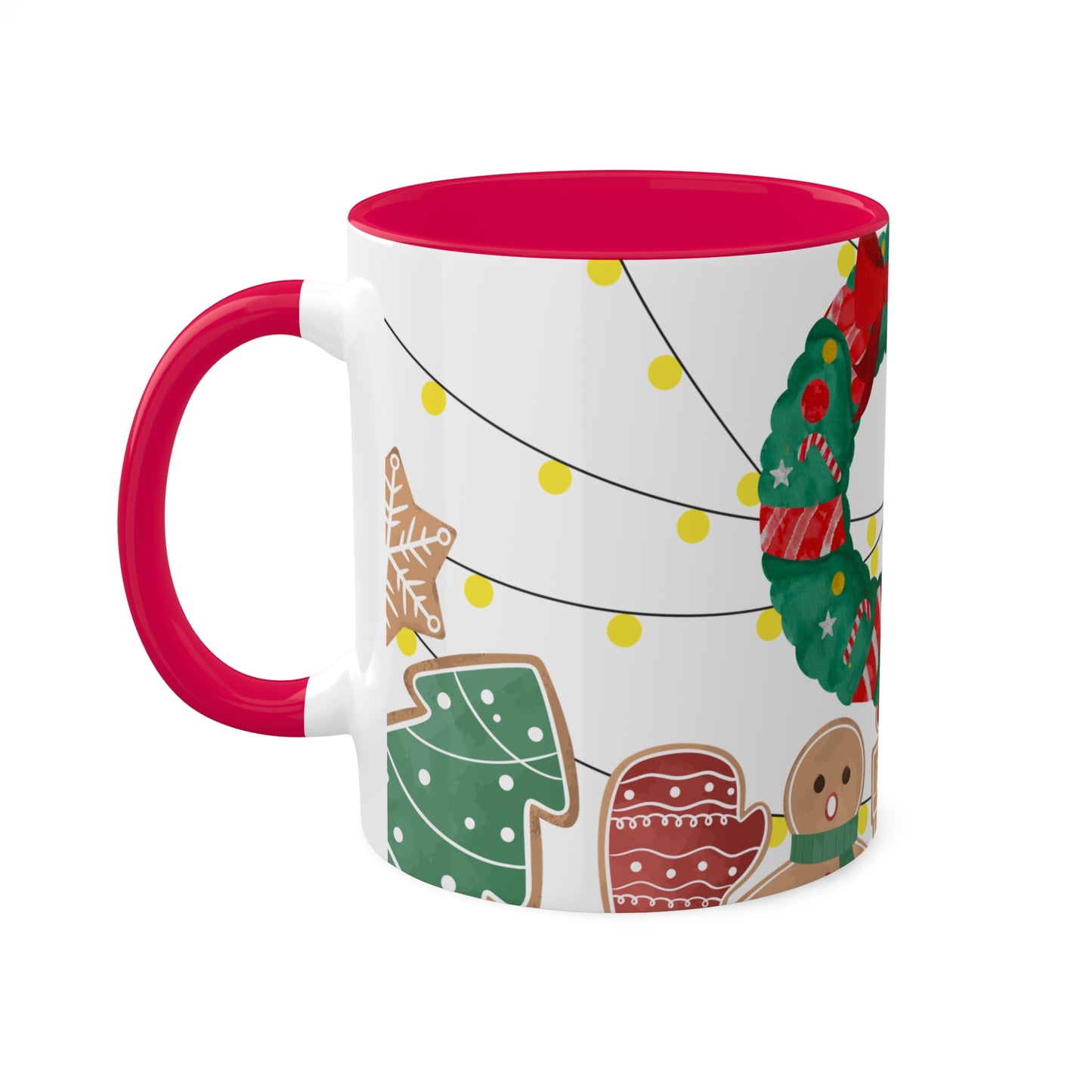 Christmas Wreath Mug with Holiday-Themed Illustrations – Festive and Functional