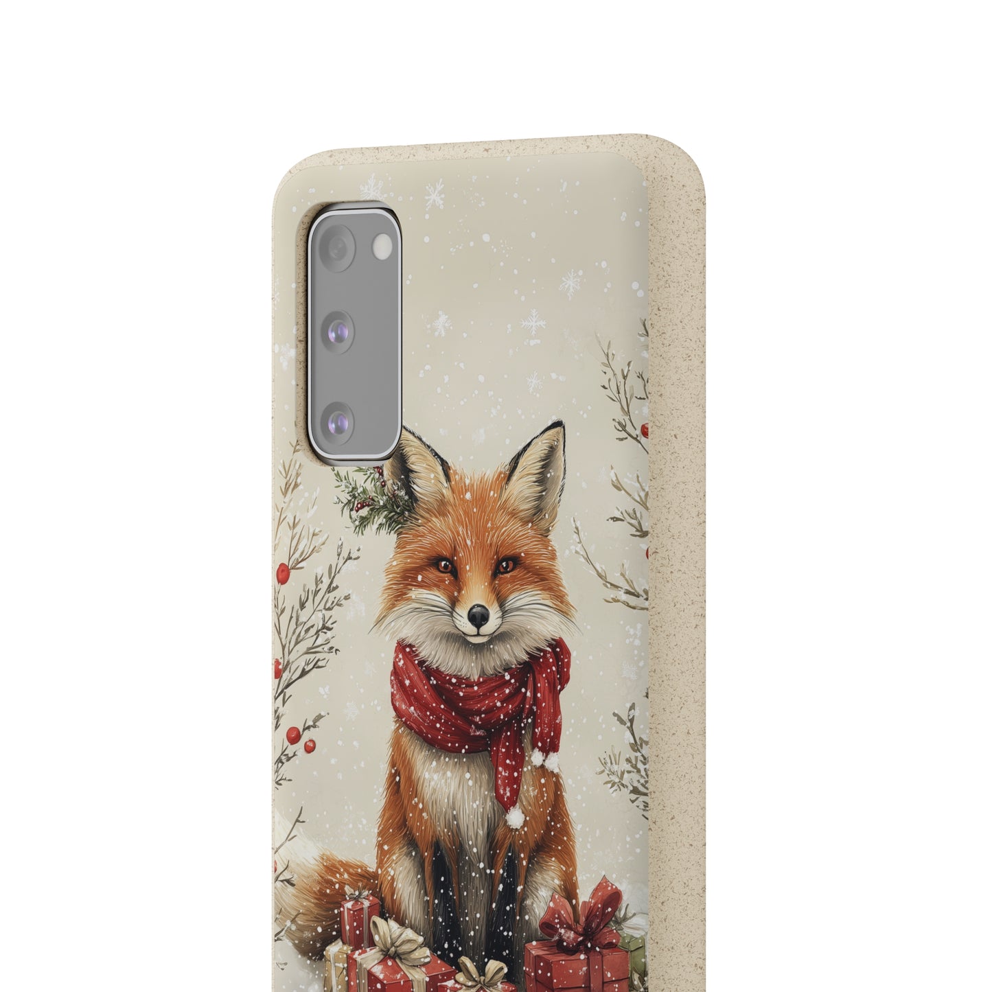 Christmas Fox Phone Case – Festive Holiday Design with Cute Fox and Gift Boxes - Biodegradable Cases