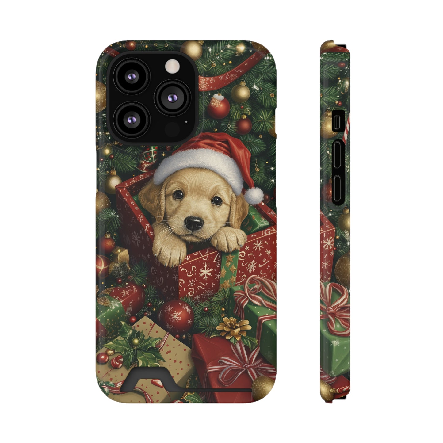 Christmas Puppy – Festive Holiday Design with Adorable Golden Retriever Phone Case With Card Holder