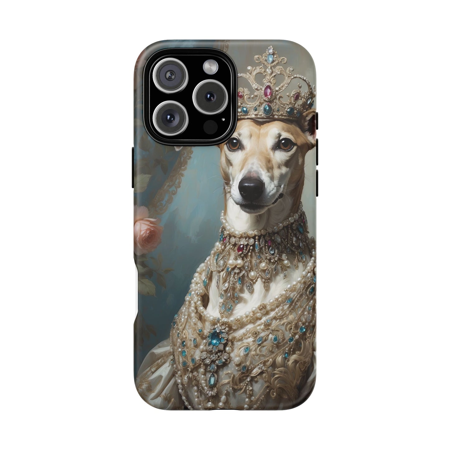 Tough Cases Regal Whippet: Elegance in Pearls and Jewels